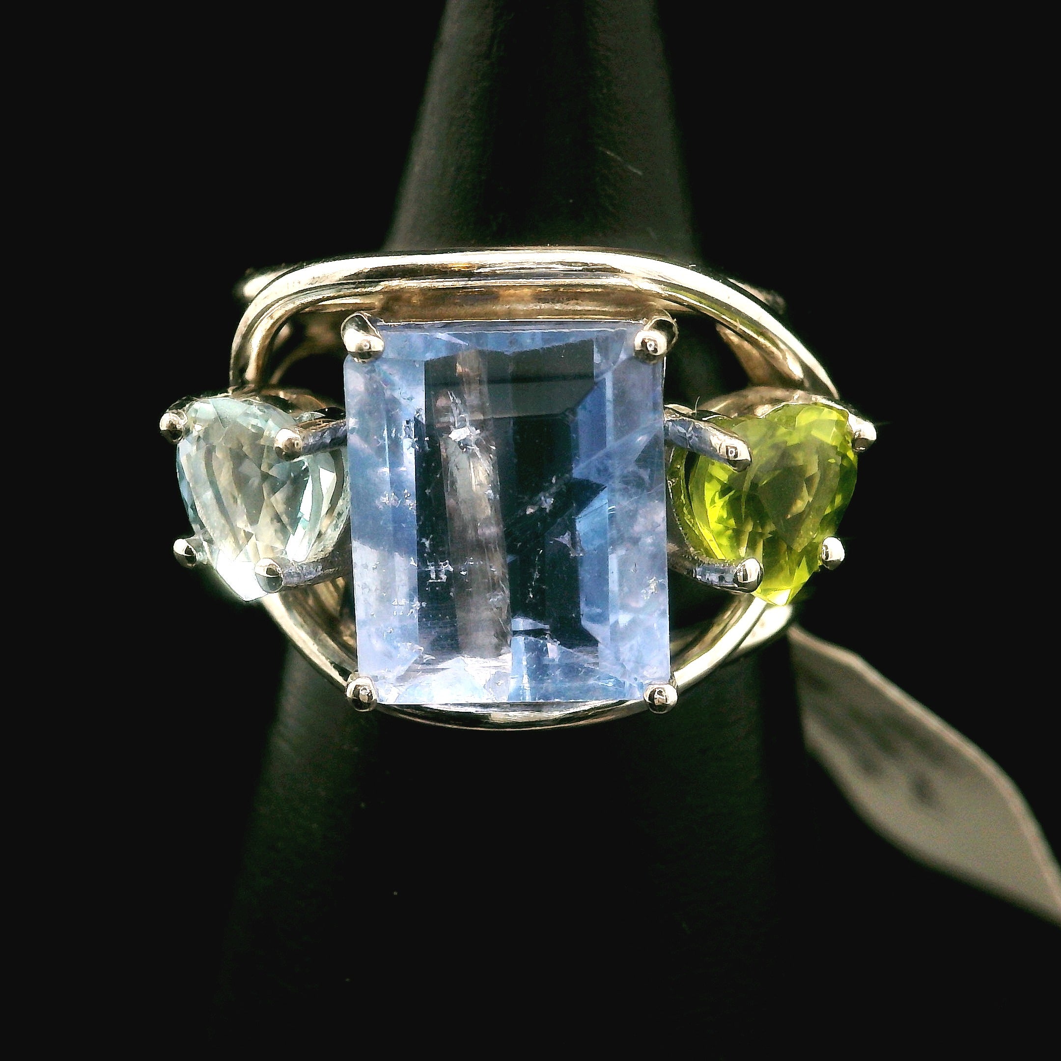 Triple Stone Finger Crown Ring .925 Silver