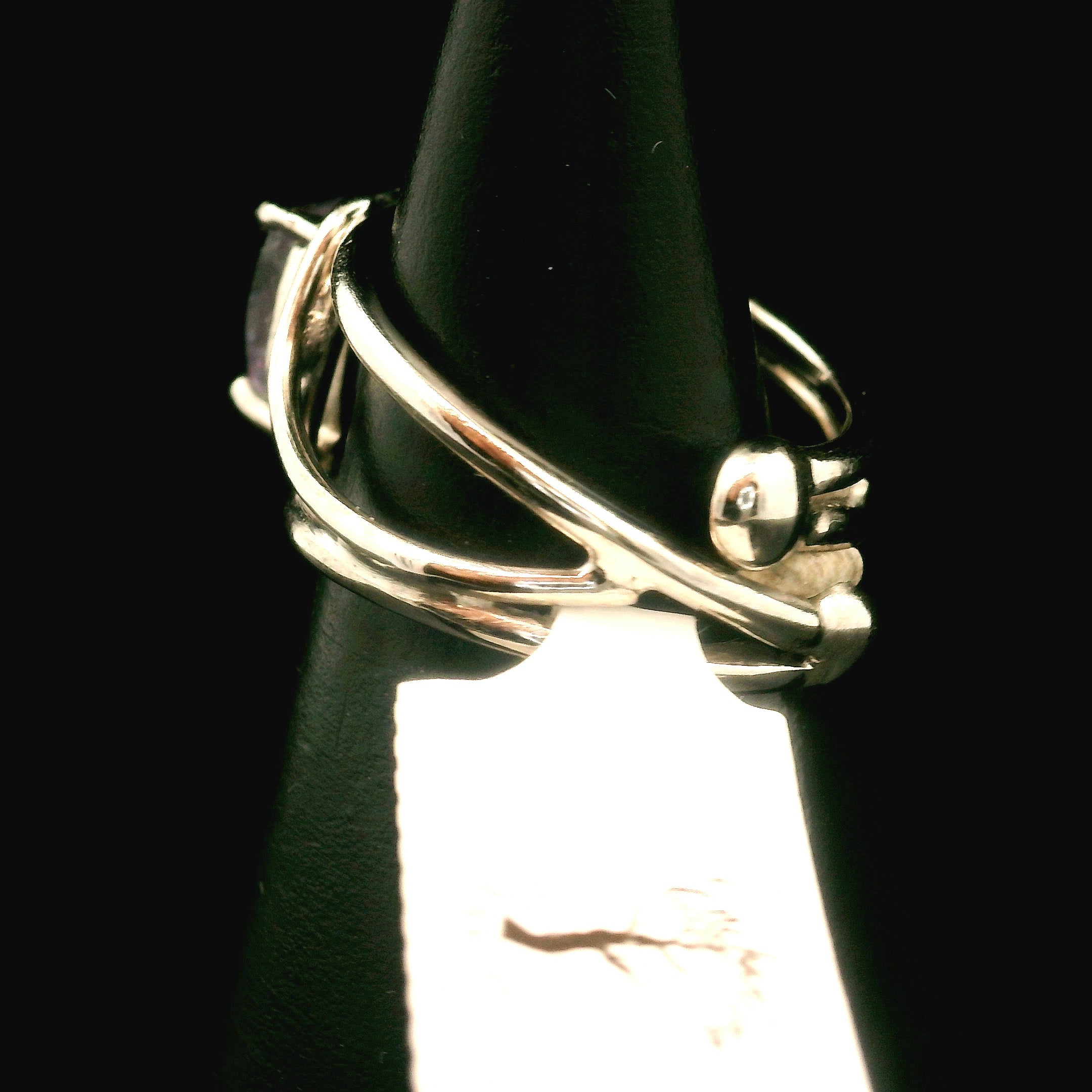 Purple Apatite Cuff Ring .925 Silver for Connection with Angels, Ancestors and Spirit Guides