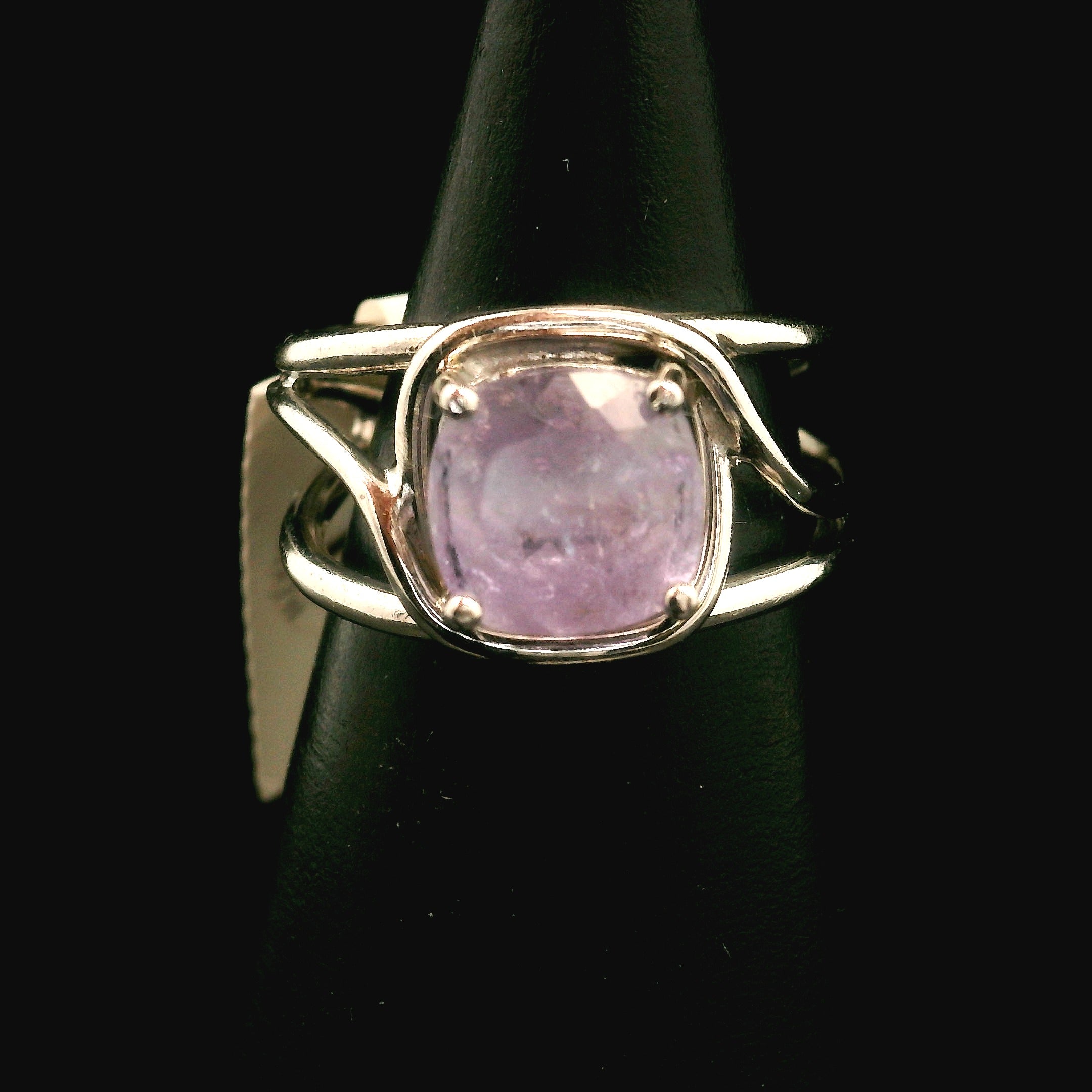 Purple Apatite Cuff Ring .925 Silver for Connection with Angels, Ancestors and Spirit Guides