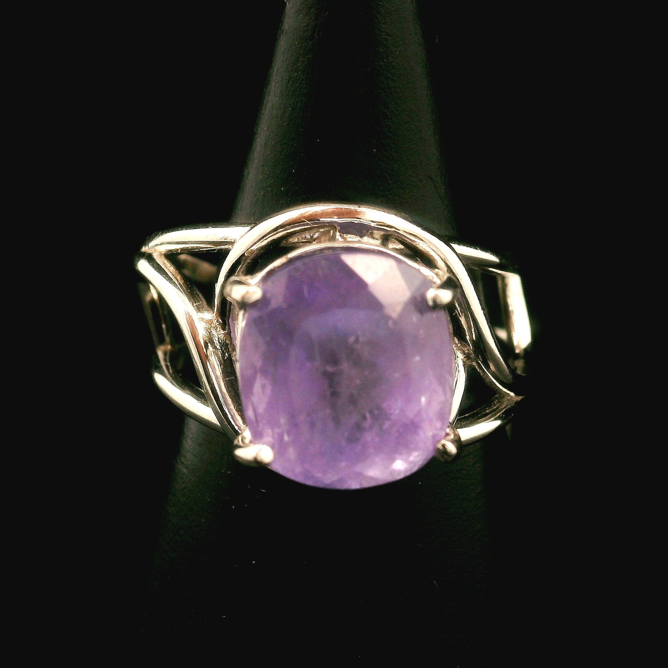 Purple Apatite Cuff Ring .925 Silver for Connection with Angels, Ancestors and Spirit Guides
