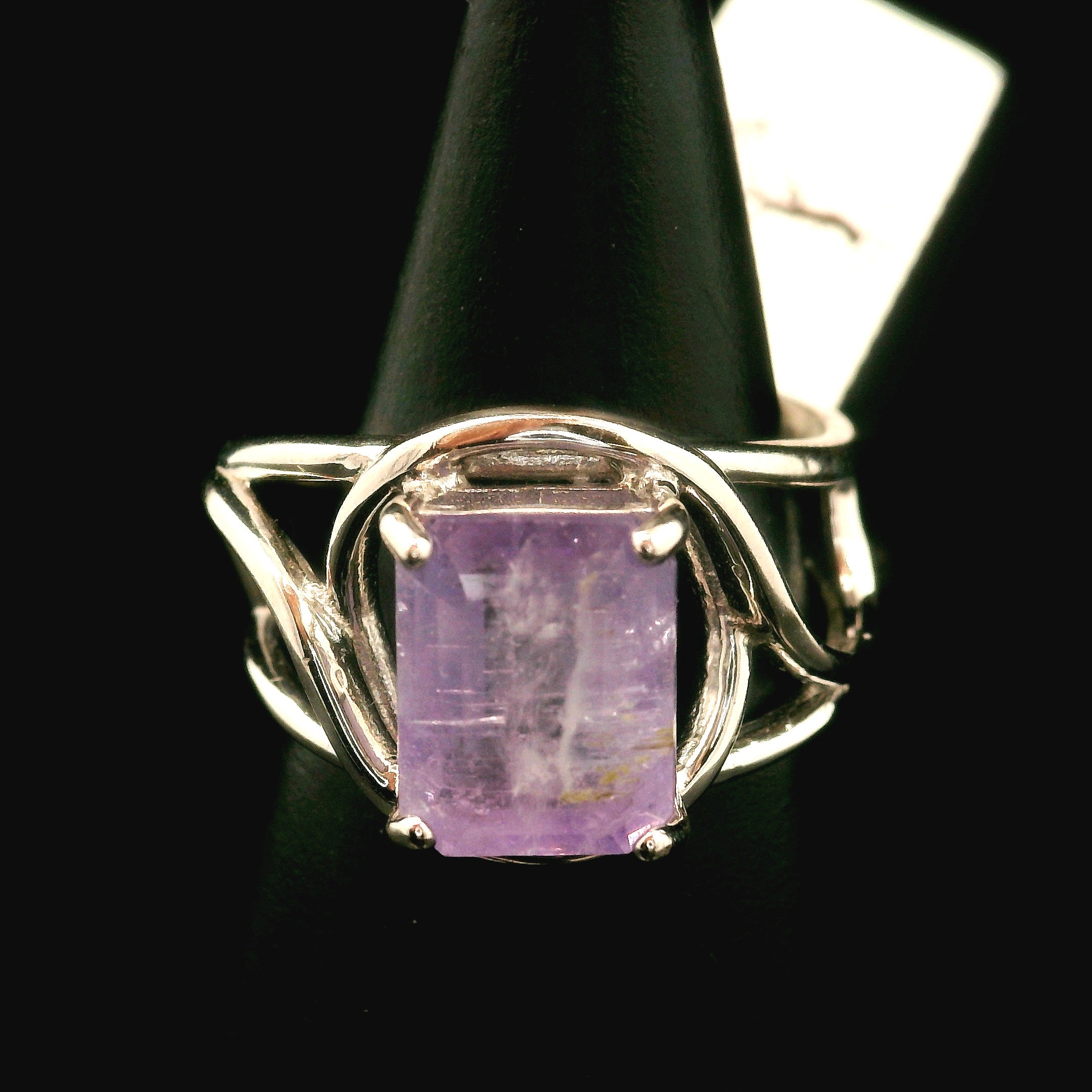 Purple Apatite Cuff Ring .925 Silver for Connection with Angels, Ancestors and Spirit Guides