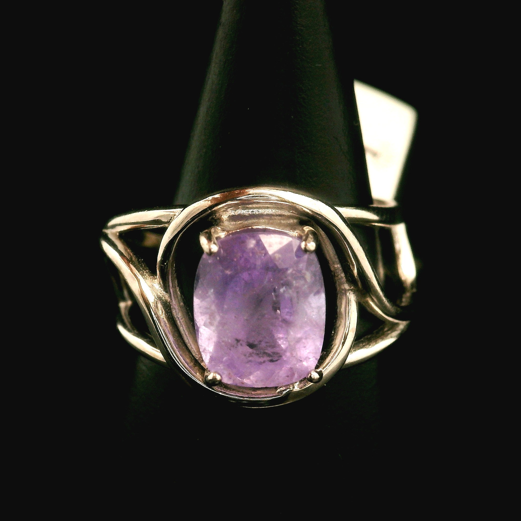Purple Apatite Cuff Ring .925 Silver for Connection with Angels, Ancestors and Spirit Guides