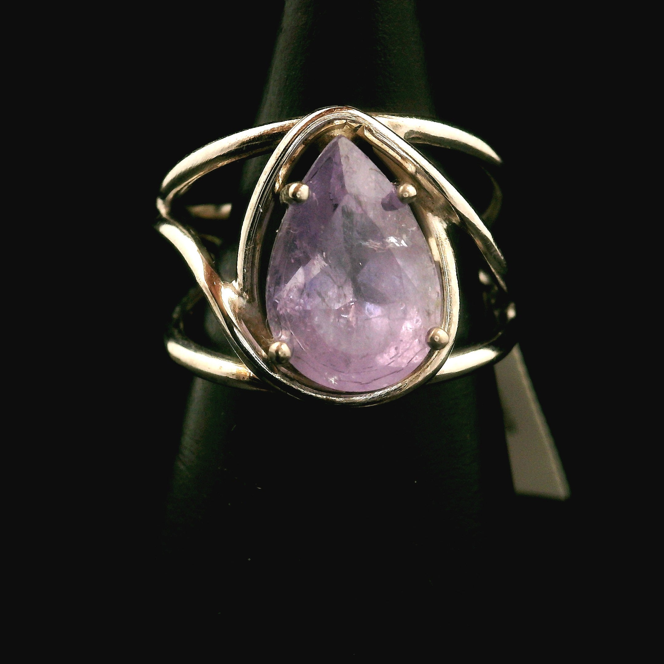 Purple Apatite Cuff Ring .925 Silver for Connection with Angels, Ancestors and Spirit Guides