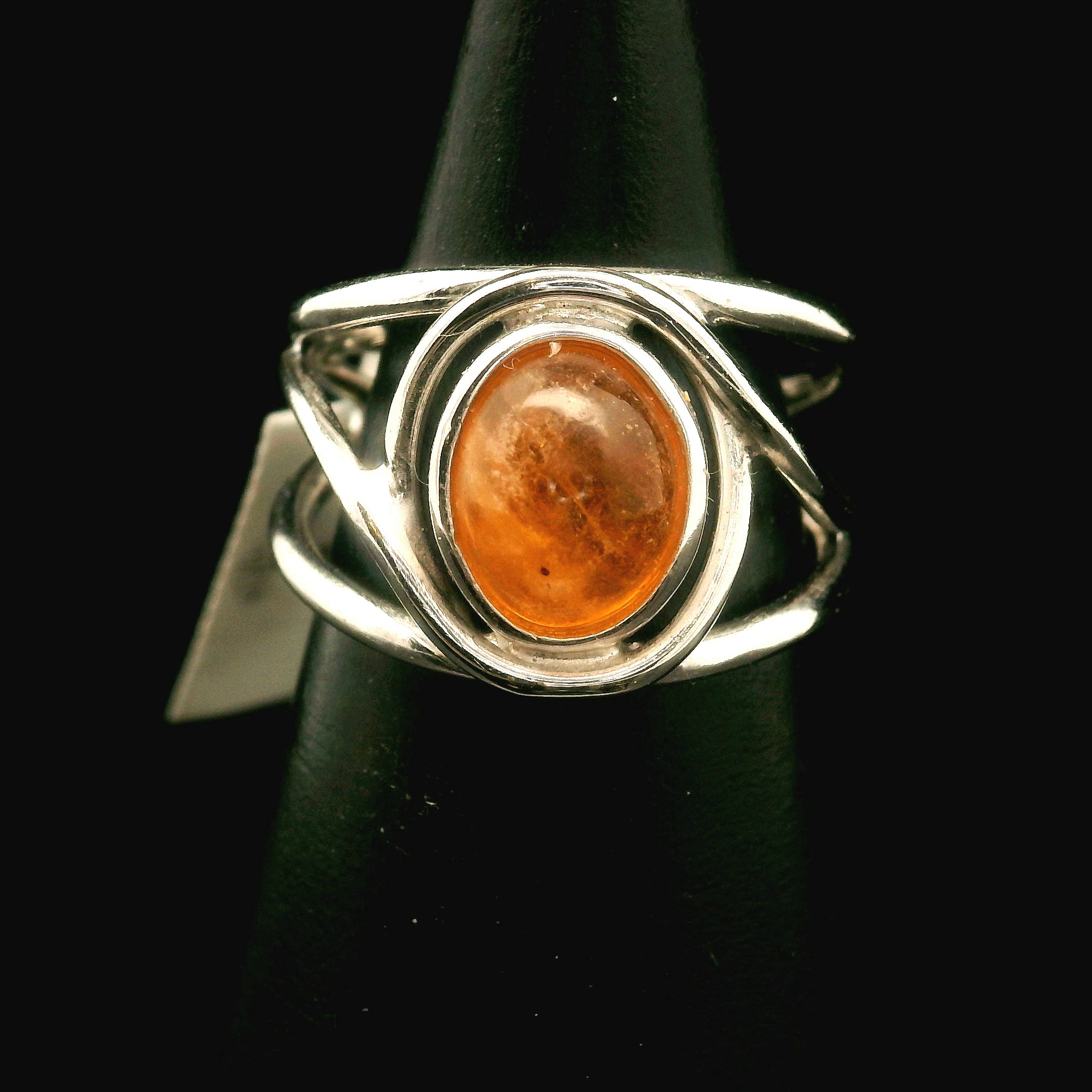 Orange Hackmanite Cuff Ring .925 Silver for Spiritual Awakening