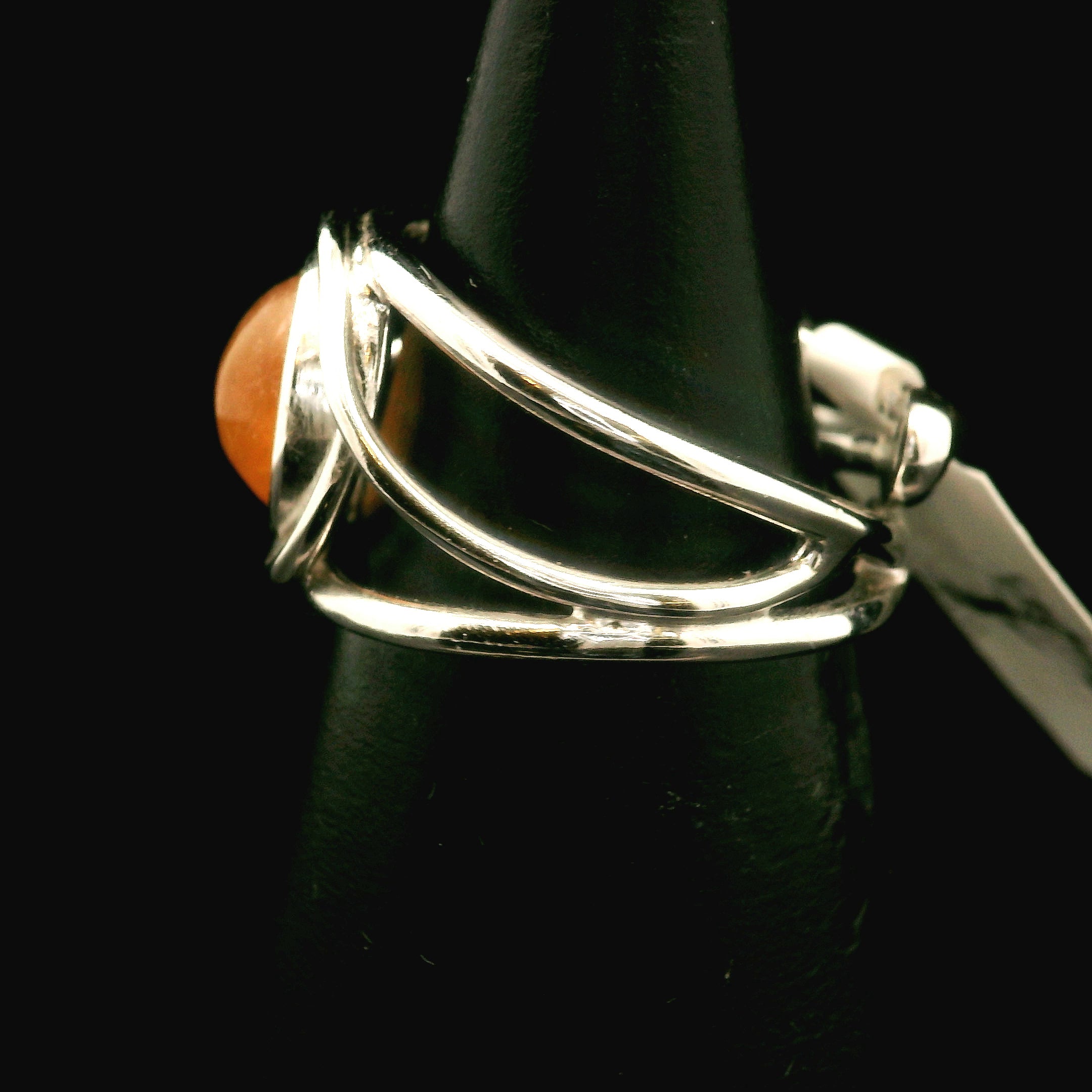 Orange Hackmanite Cuff Ring .925 Silver for Spiritual Awakening