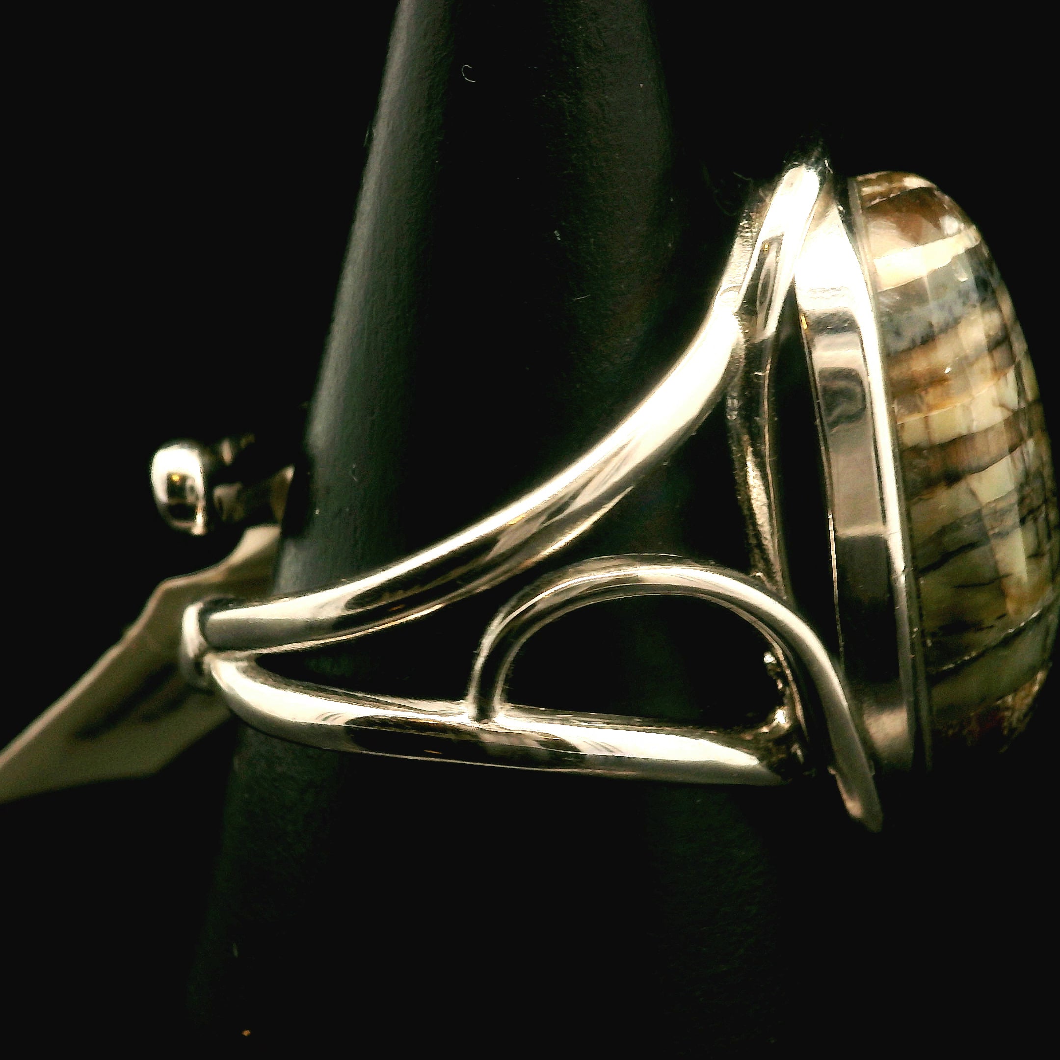 Arizona Pietersite Cuff Ring .925 Silver for Intuition, Transformation and Willpower