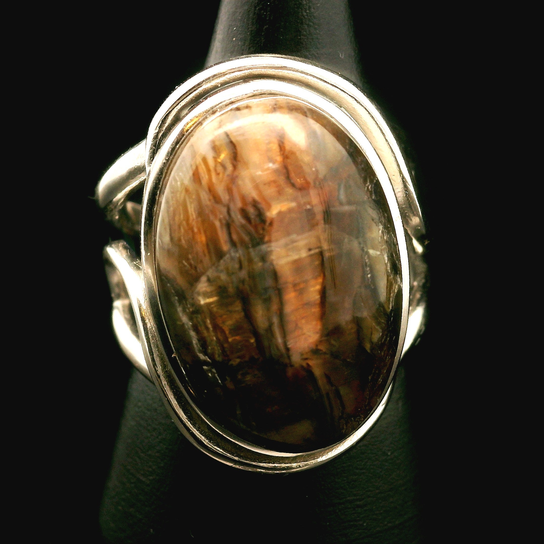 Arizona Pietersite Cuff Ring .925 Silver for Intuition, Transformation and Willpower