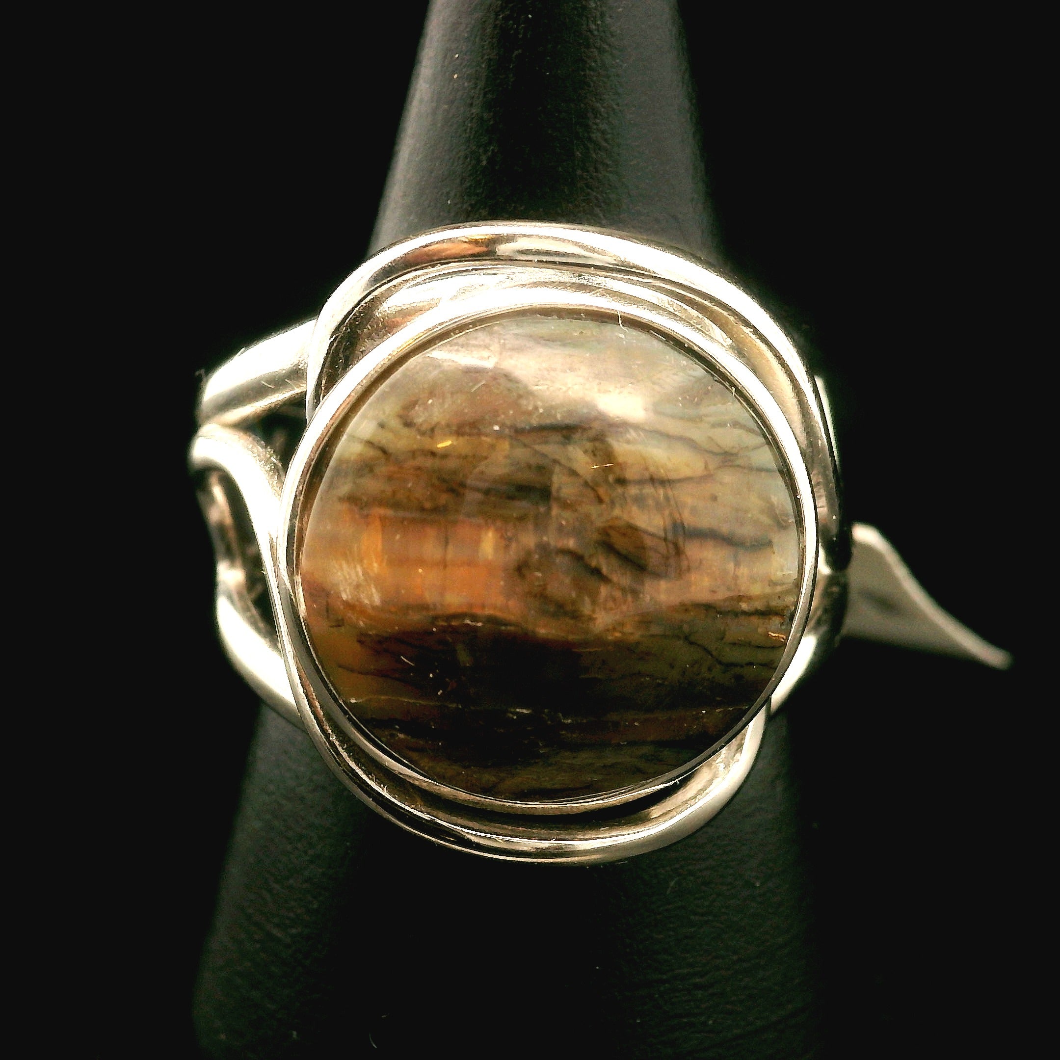 Arizona Pietersite Cuff Ring .925 Silver for Intuition, Transformation and Willpower