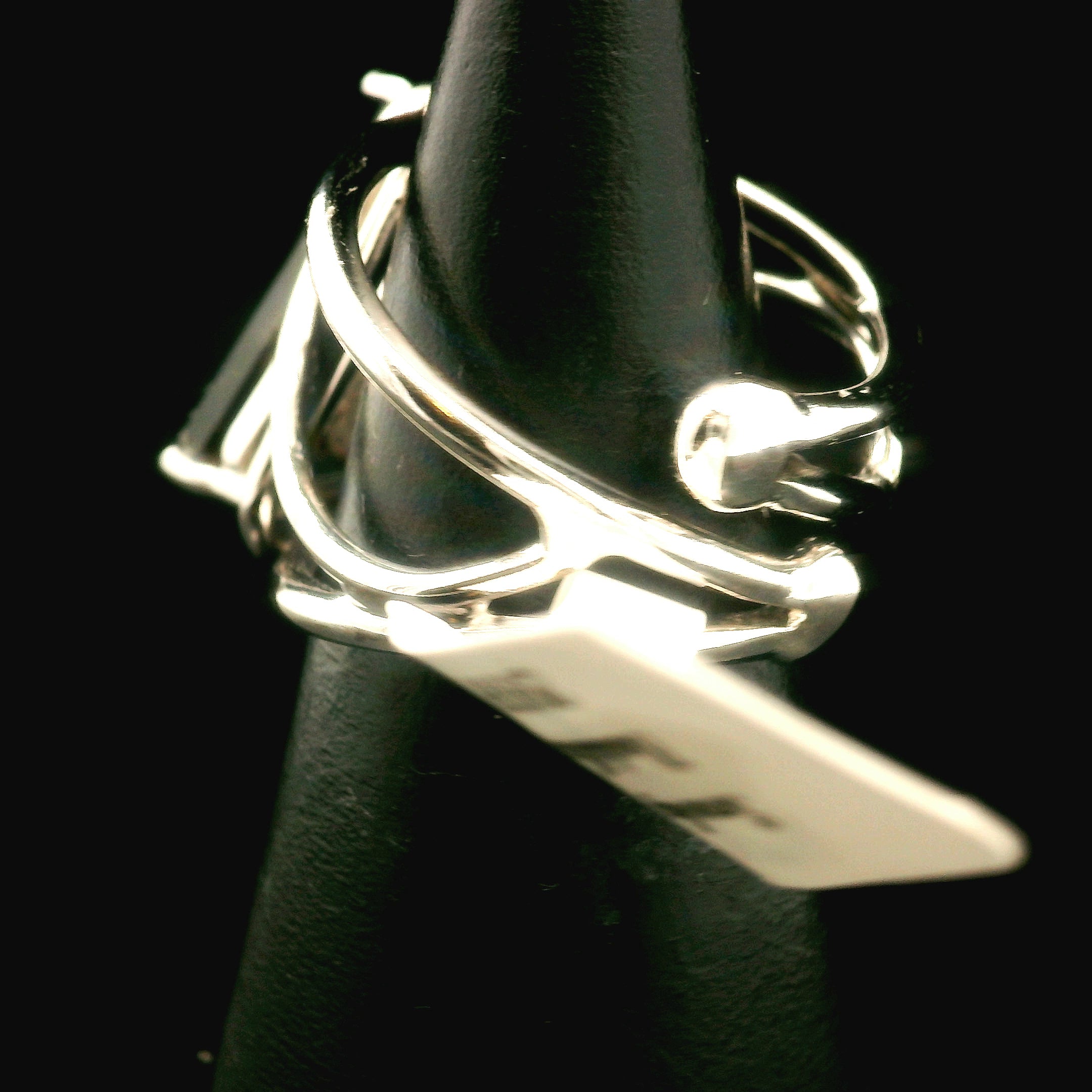 Smoky Quartz Buddha Finger Cuff Adjustable Ring .925 Silver for Energetic Cleansing, Manifestation and Protection