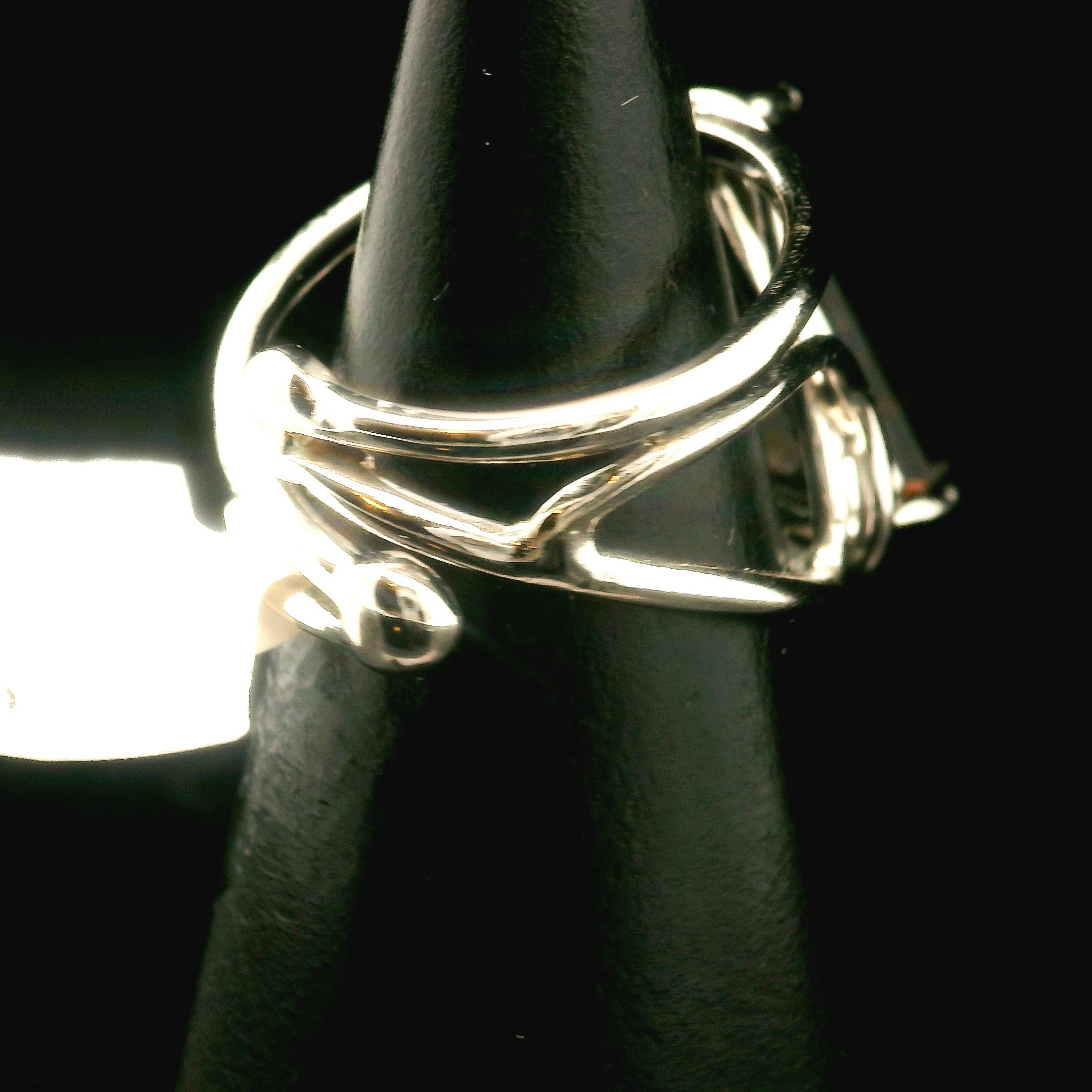 Smoky Quartz Buddha Finger Cuff Adjustable Ring .925 Silver for Energetic Cleansing, Manifestation and Protection