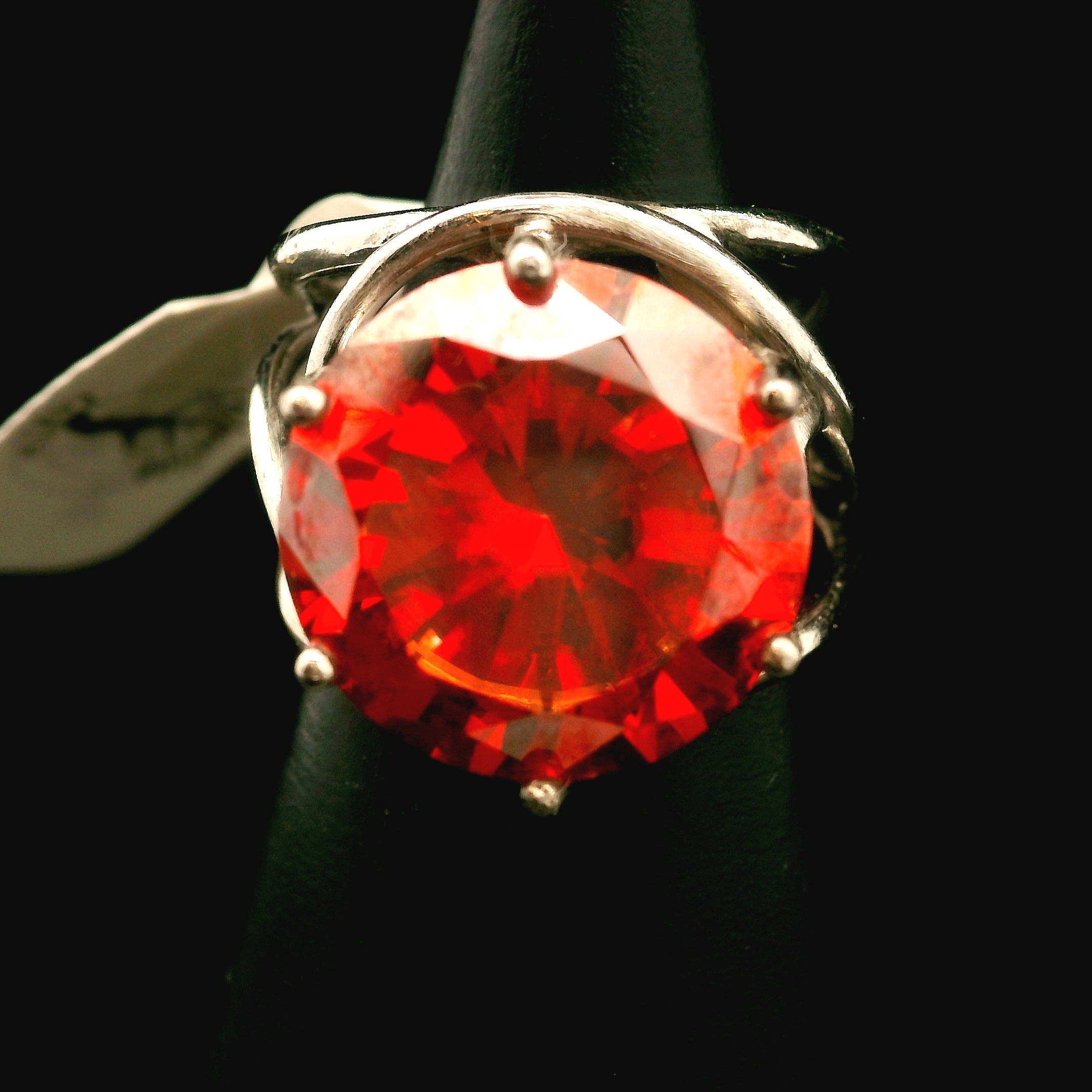 Red Moissanite Cuff Ring, Adjustable Ring .925 Silver for Enlightenment, Inner Peace & Spiritual Transformation
