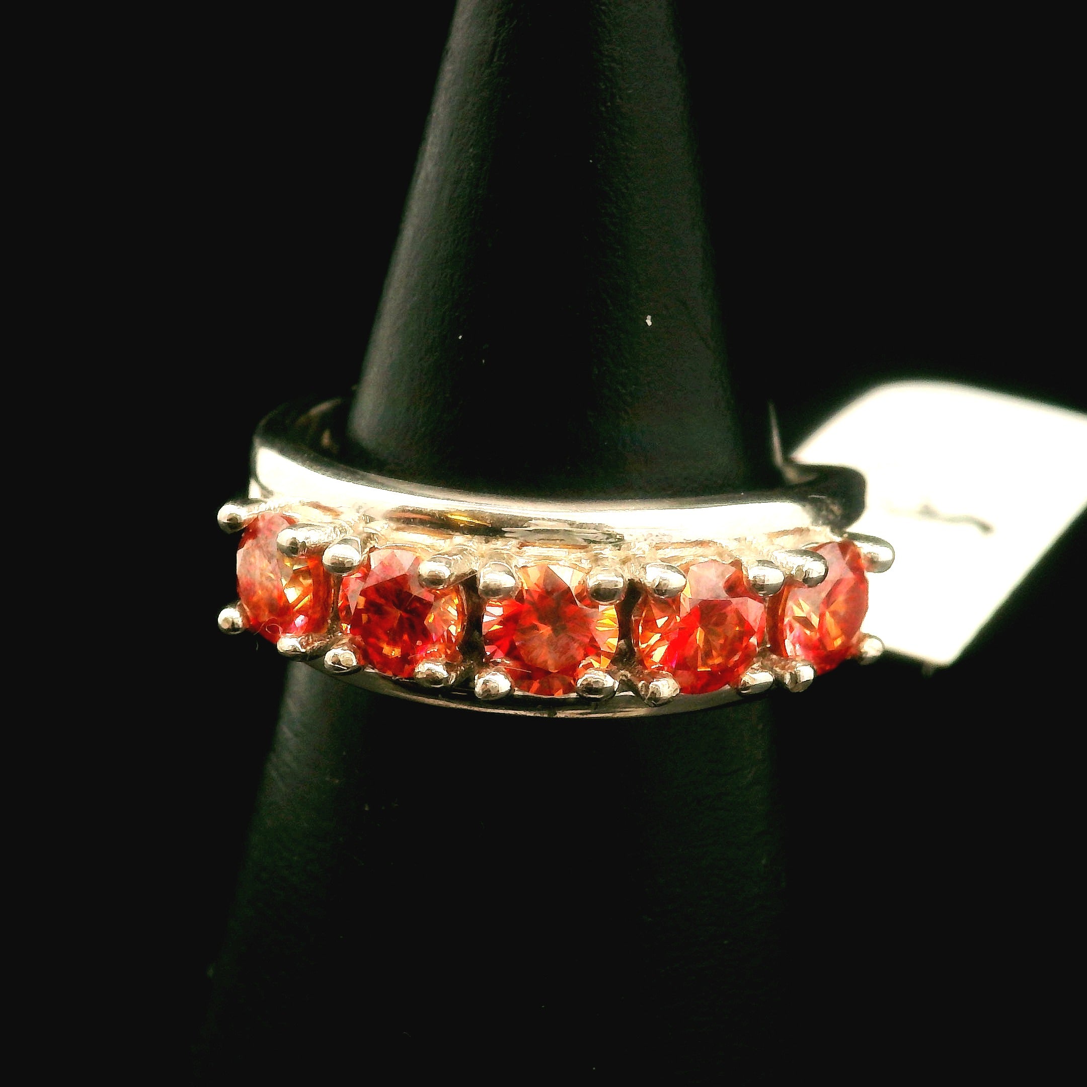 Red Moissanite Cuff Ring, Adjustable Ring .925 Silver for Enlightenment, Inner Peace & Spiritual Transformation