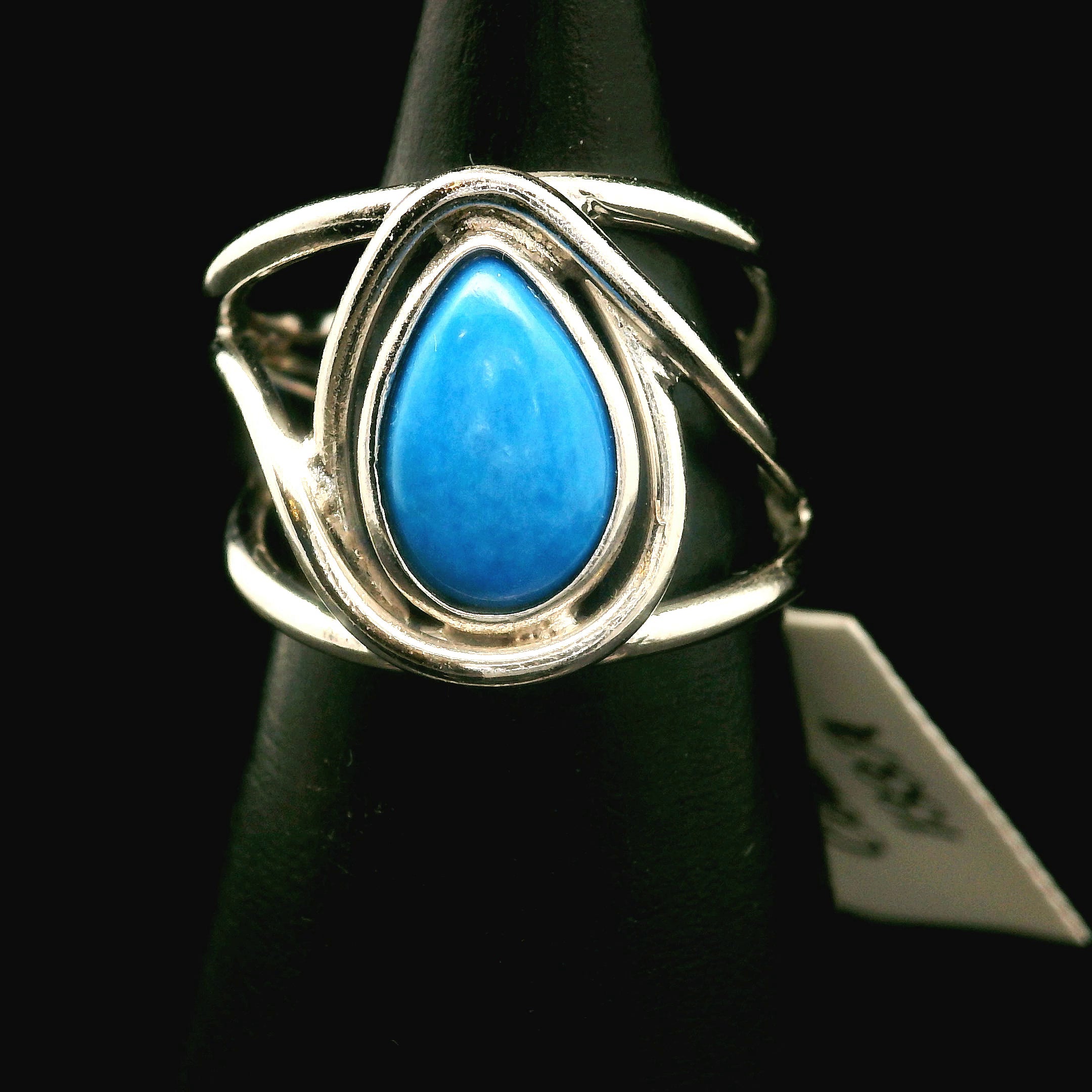Ceruleite Midi Cuff Ring .925 Silver for Intuition, Transformation and Willpower