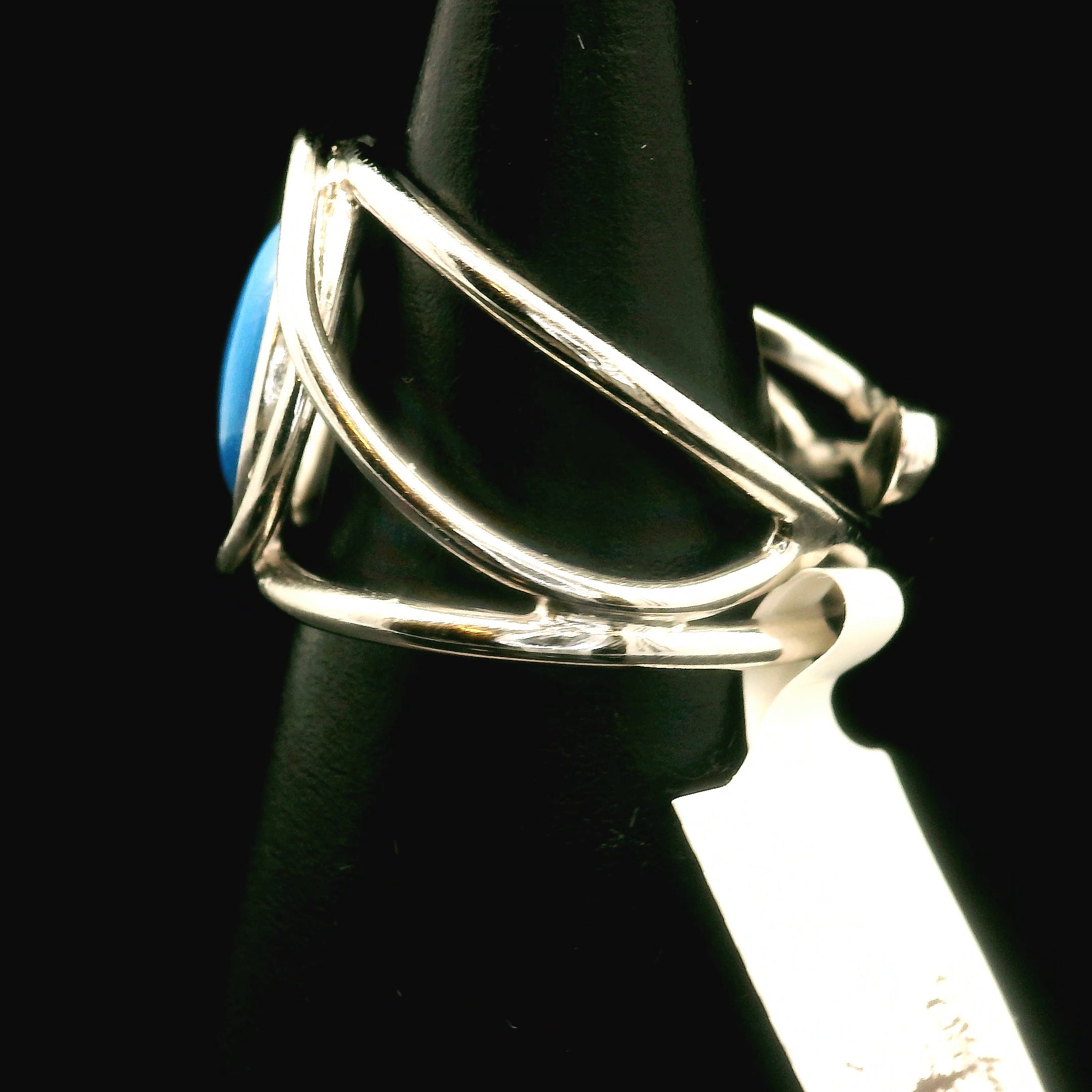 Ceruleite Midi Cuff Ring .925 Silver for Intuition, Transformation and Willpower