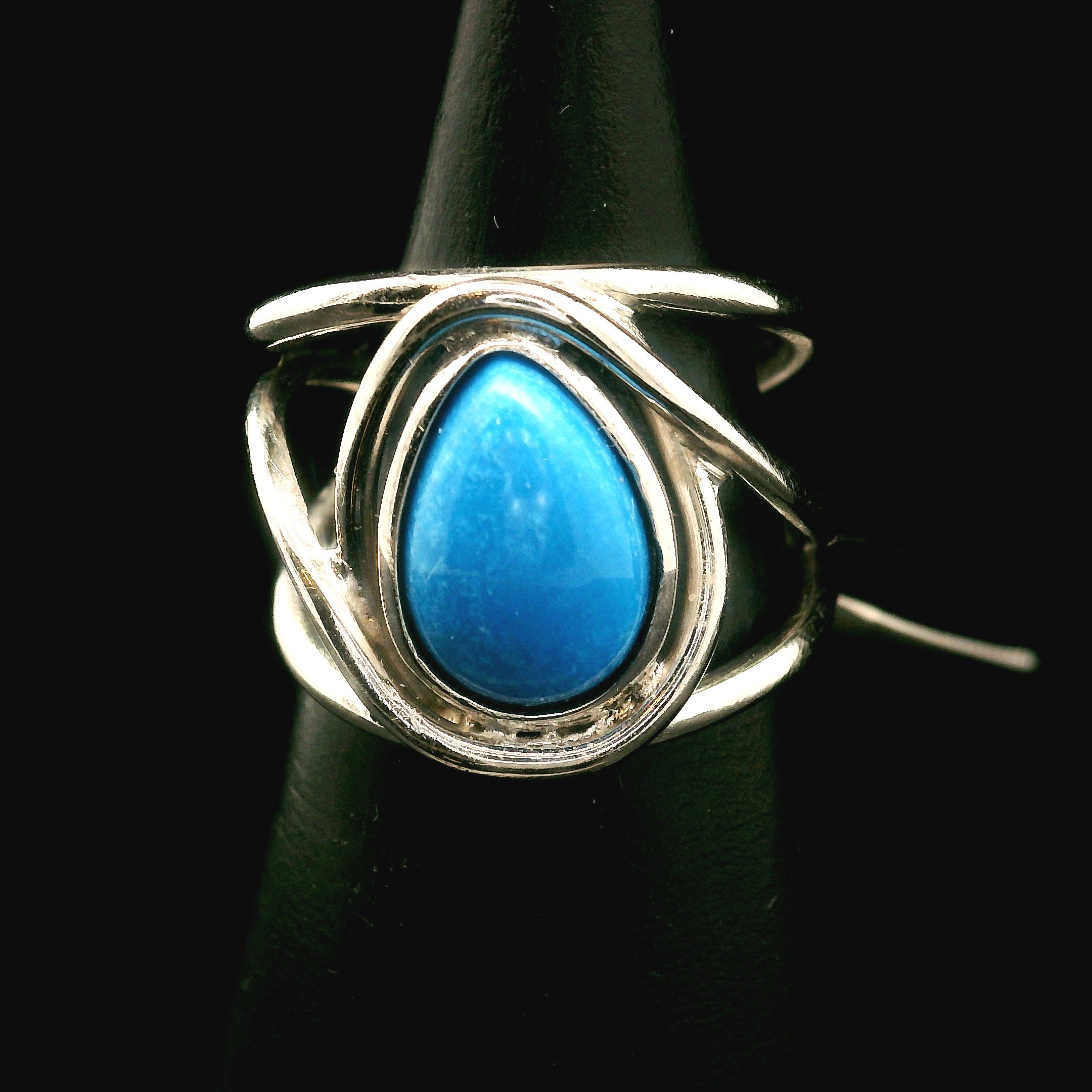 Ceruleite Midi Cuff Ring .925 Silver for Intuition, Transformation and Willpower