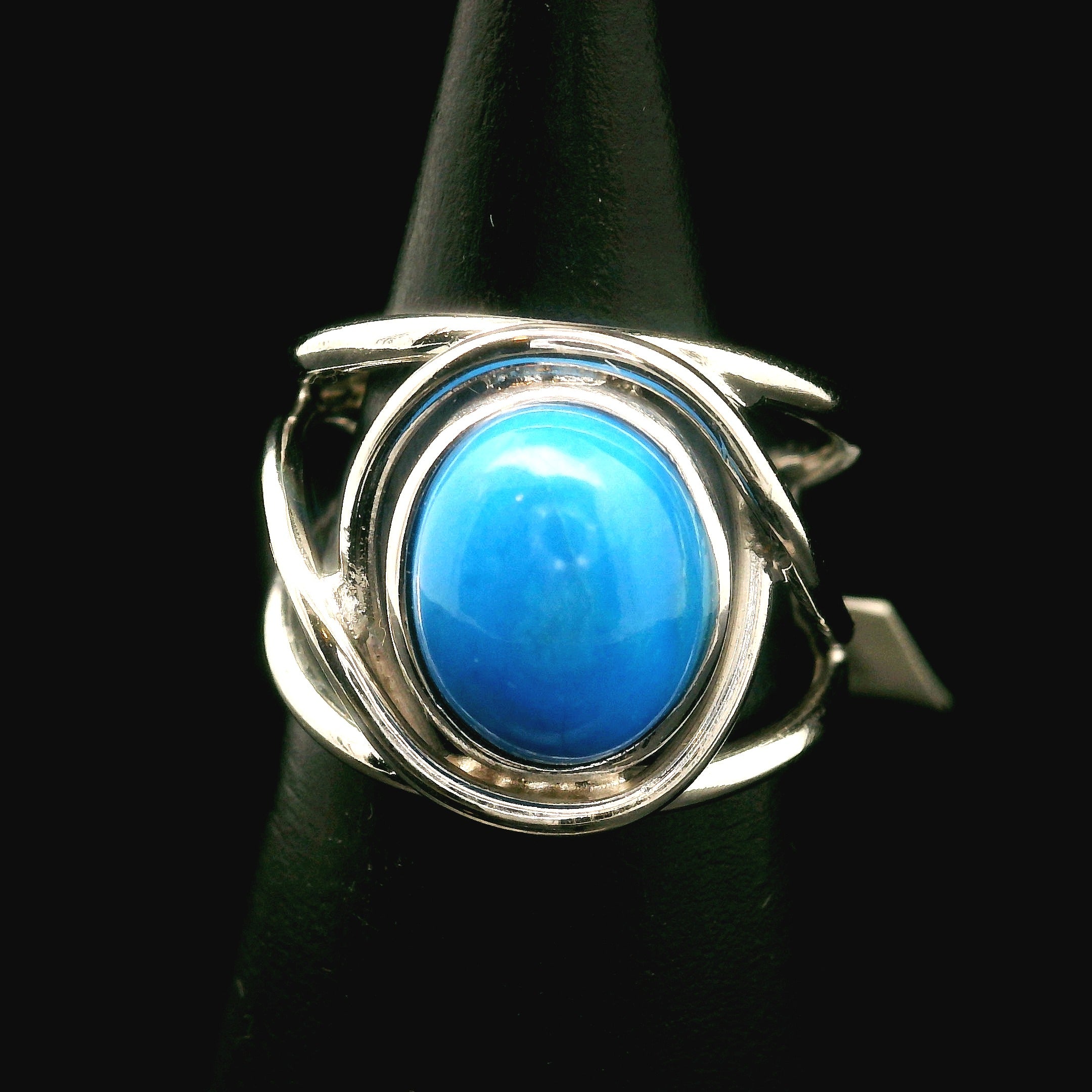 Ceruleite Midi Cuff Ring .925 Silver for Intuition, Transformation and Willpower