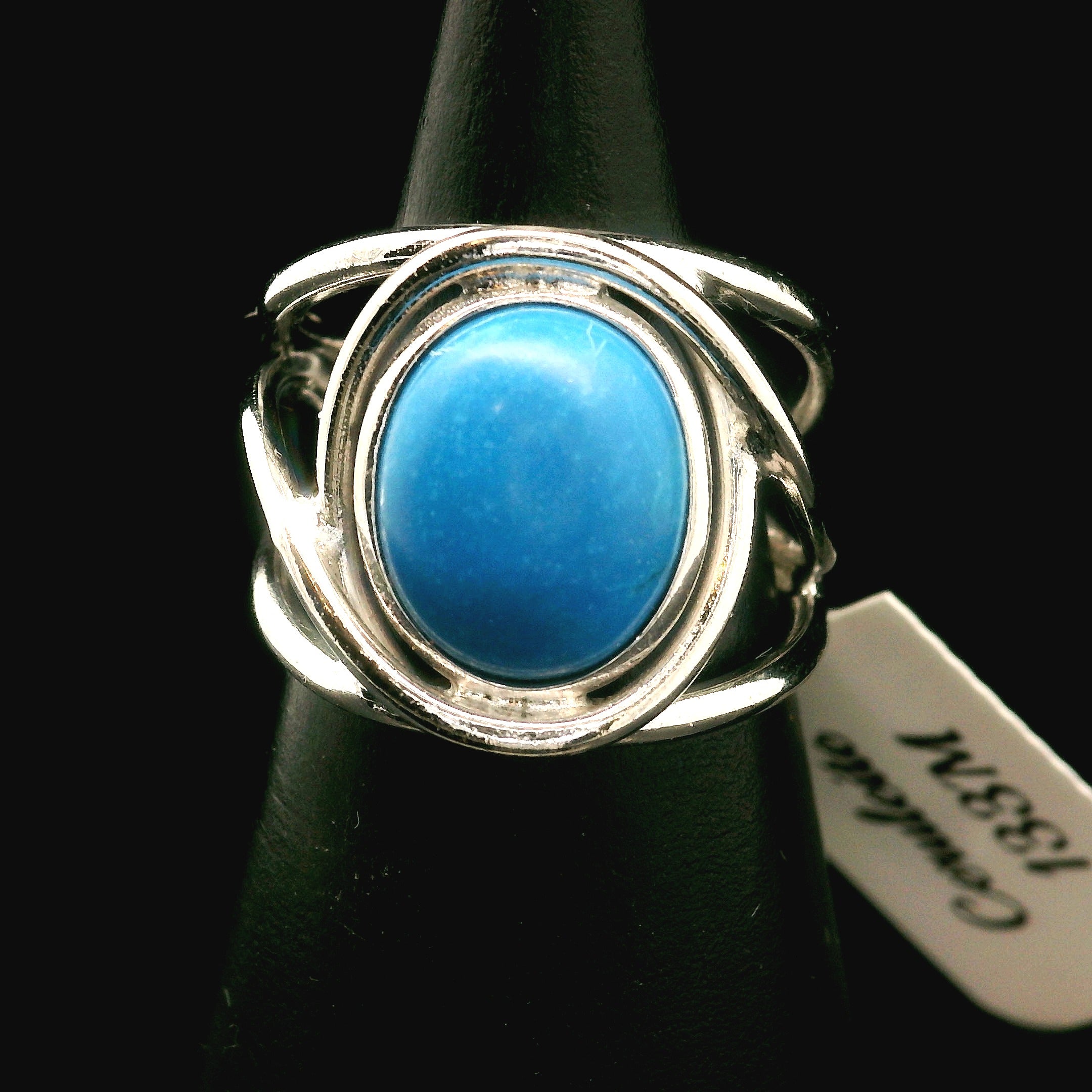 Ceruleite Midi Cuff Ring .925 Silver for Intuition, Transformation and Willpower