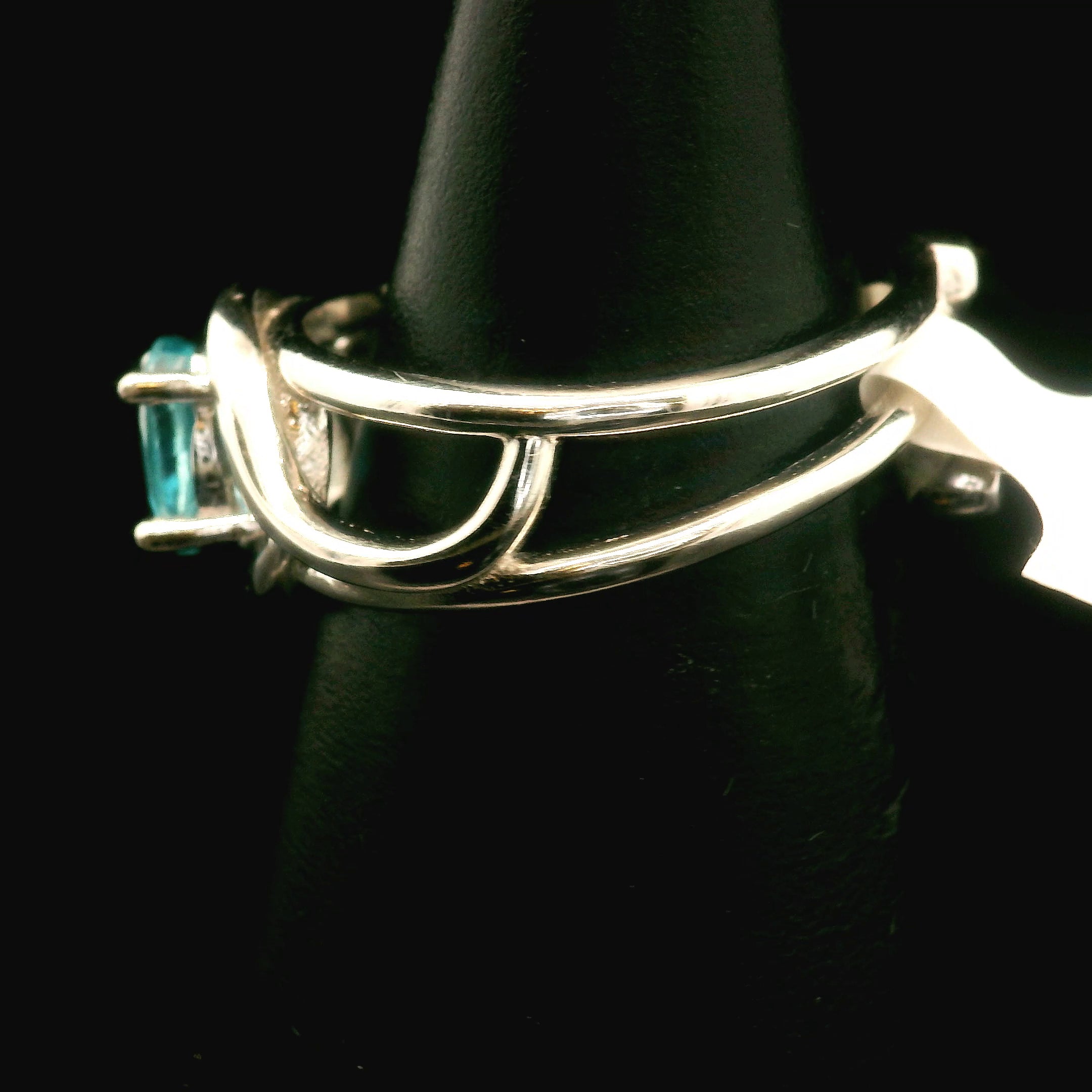 Blue Apatite Cuff Ring .925 Silver for Overall Health and Wellness