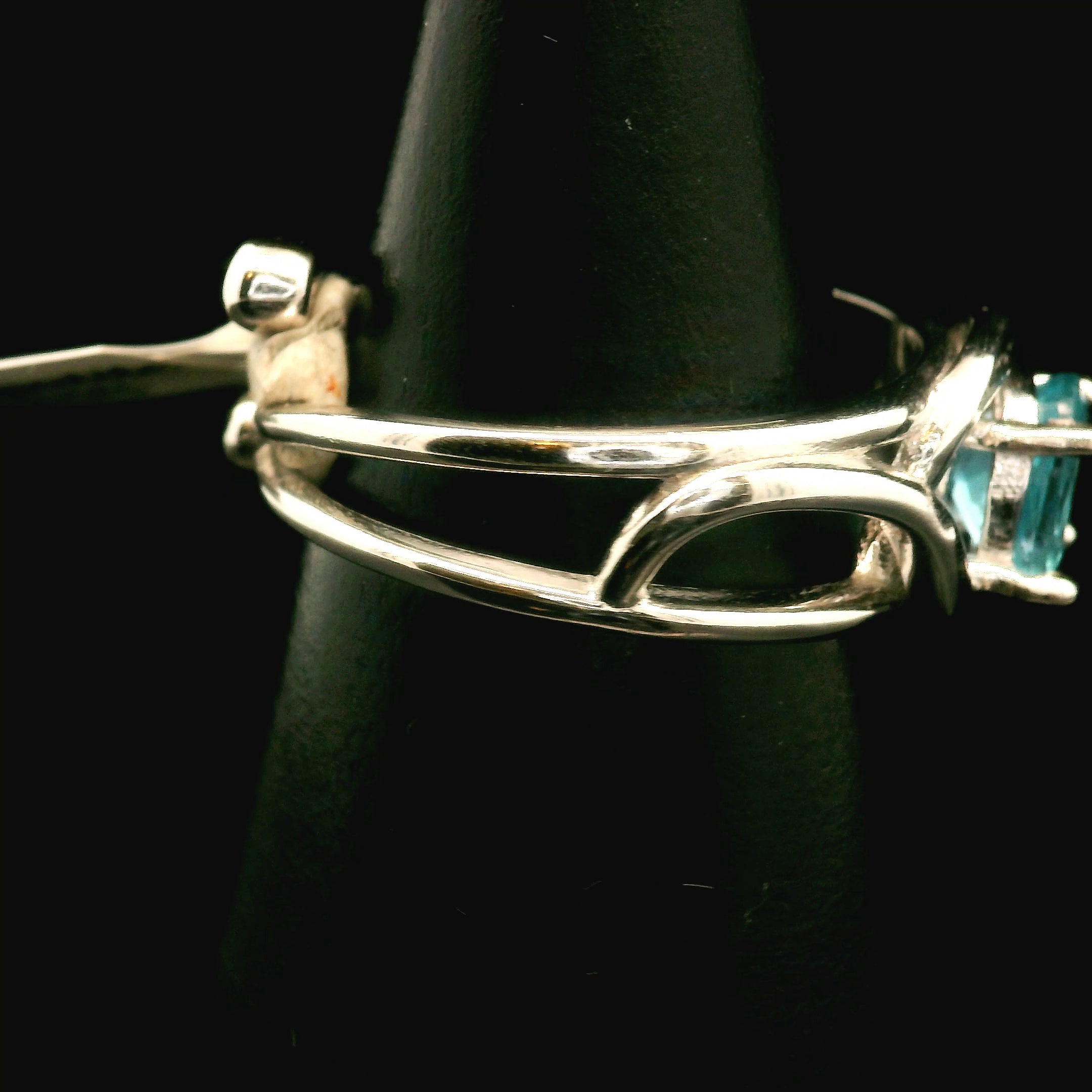 Blue Apatite Cuff Ring .925 Silver for Overall Health and Wellness