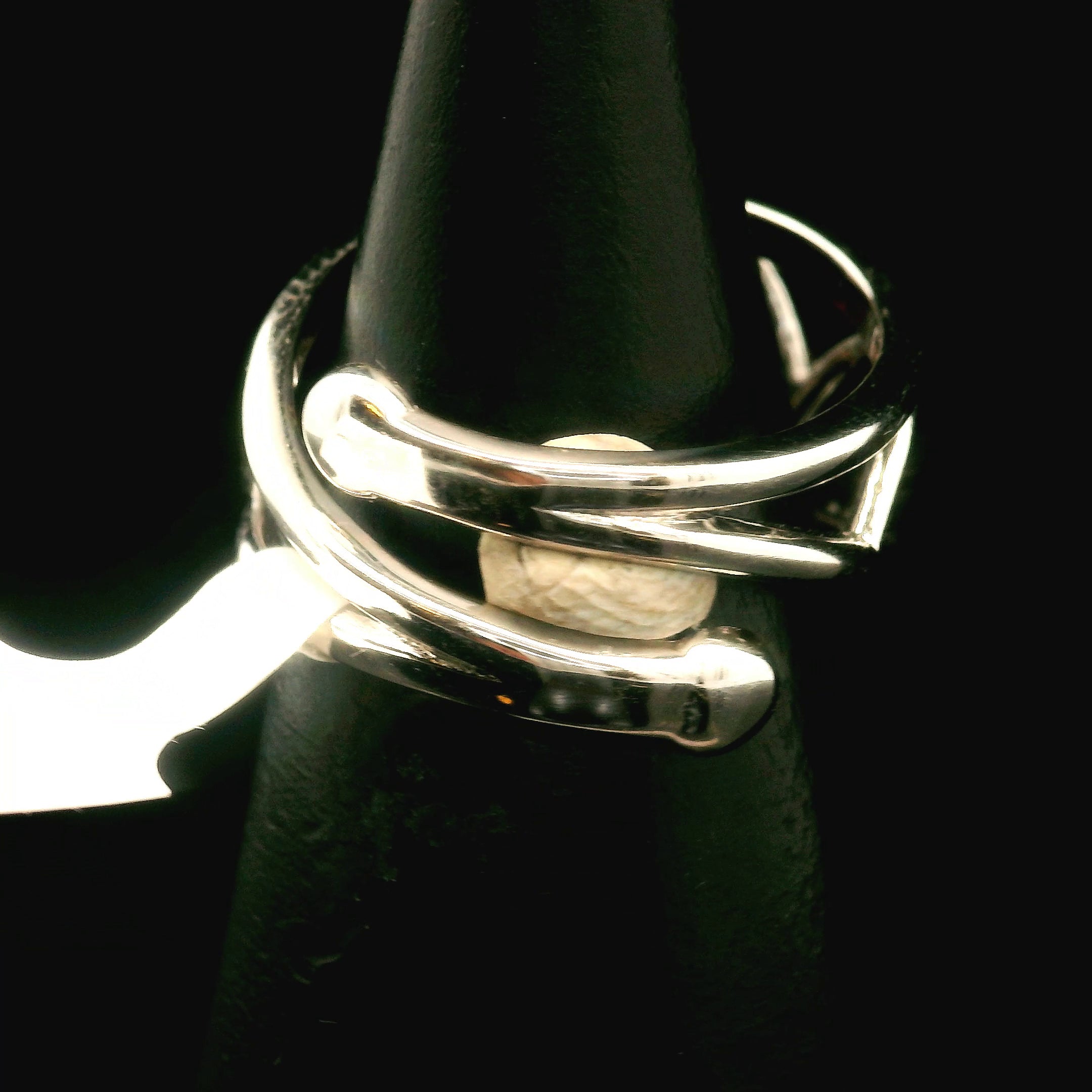 Double Garnet Almandine & Rhodolite Heart Cuff Ring .925 Silver for Health and Strength