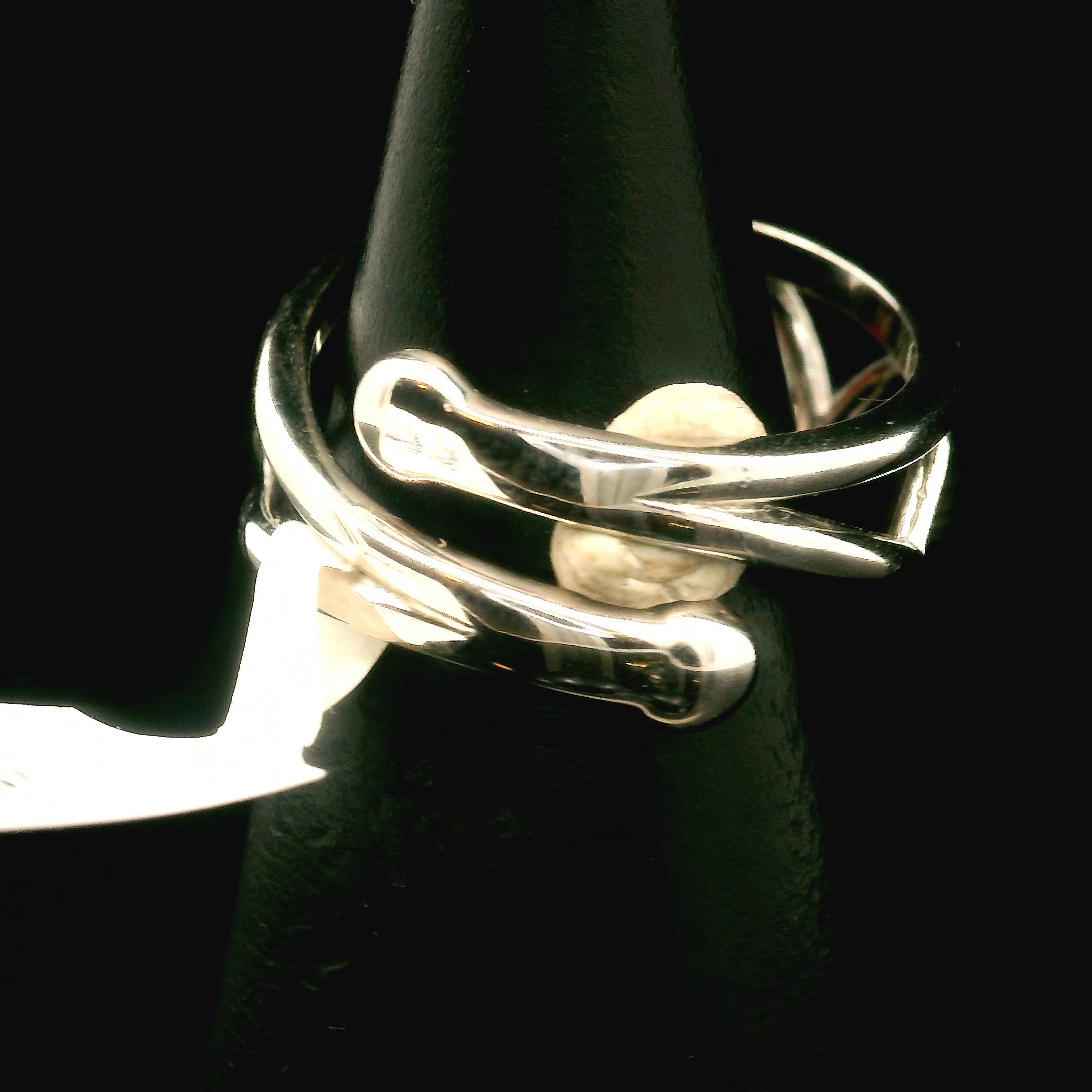 Garnet Almandine & Opal Heart Cuff Ring .925 Silver for Health and Strength