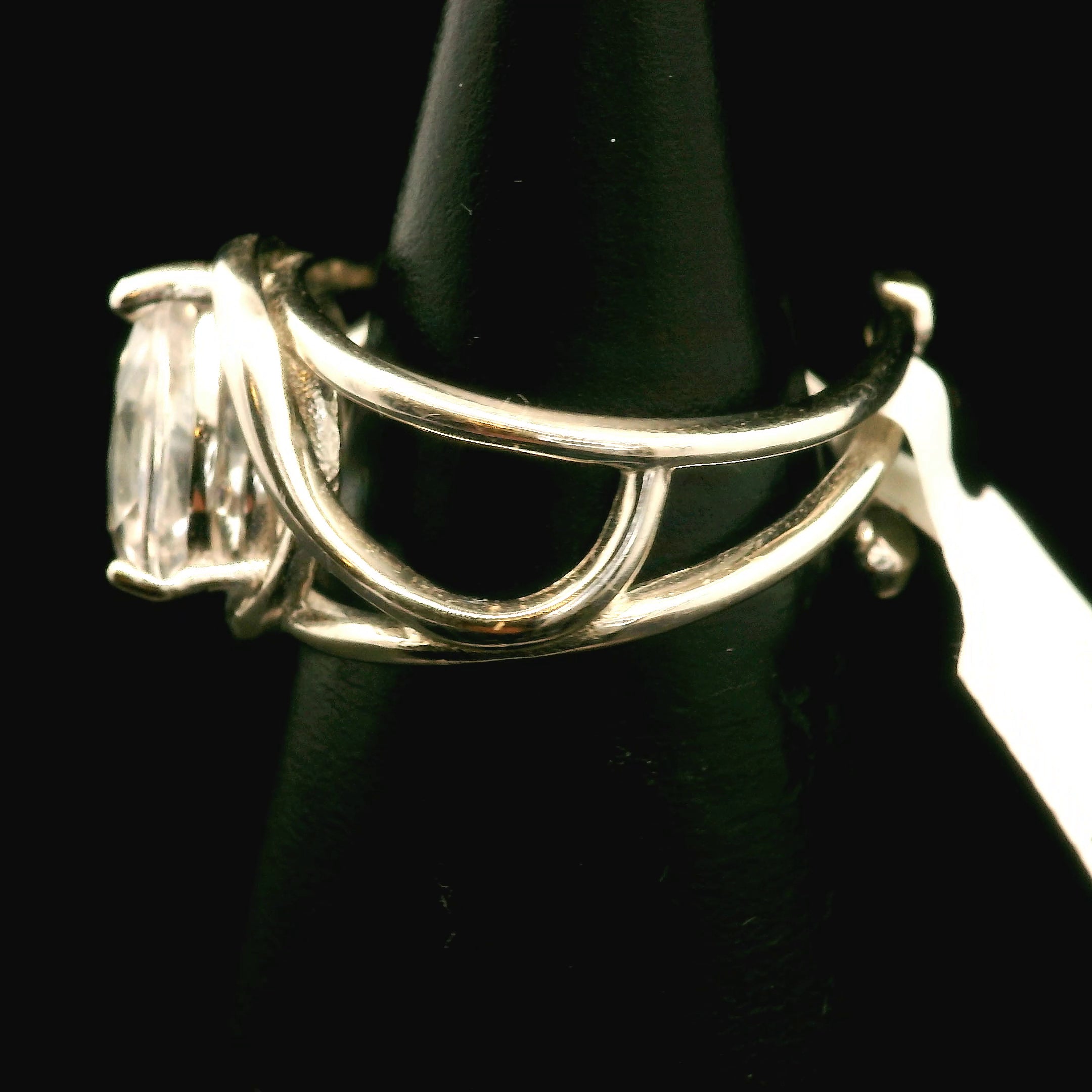 Danburite Faceted Cuff Ring .925 Silver for Connection with Higher Realms, Peace and Self Acceptance