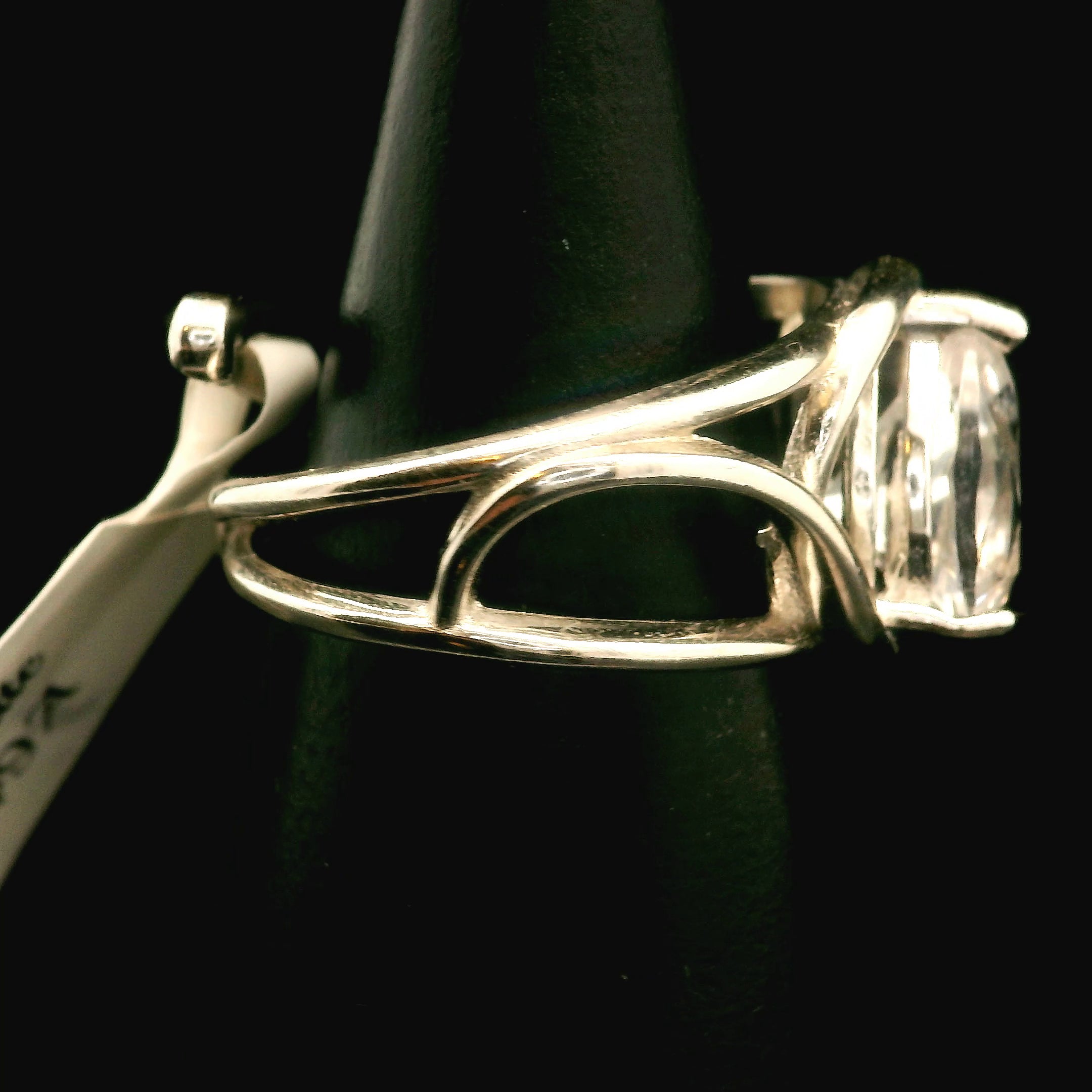 Danburite Faceted Cuff Ring .925 Silver for Connection with Higher Realms, Peace and Self Acceptance