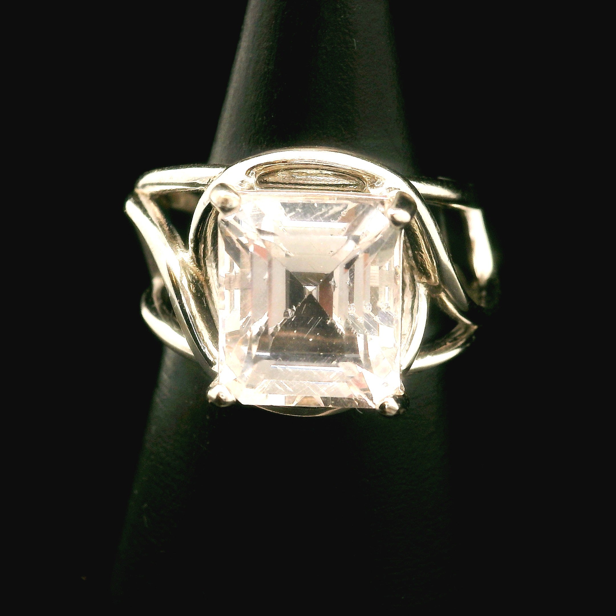 Danburite Faceted Cuff Ring .925 Silver for Connection with Higher Realms, Peace and Self Acceptance