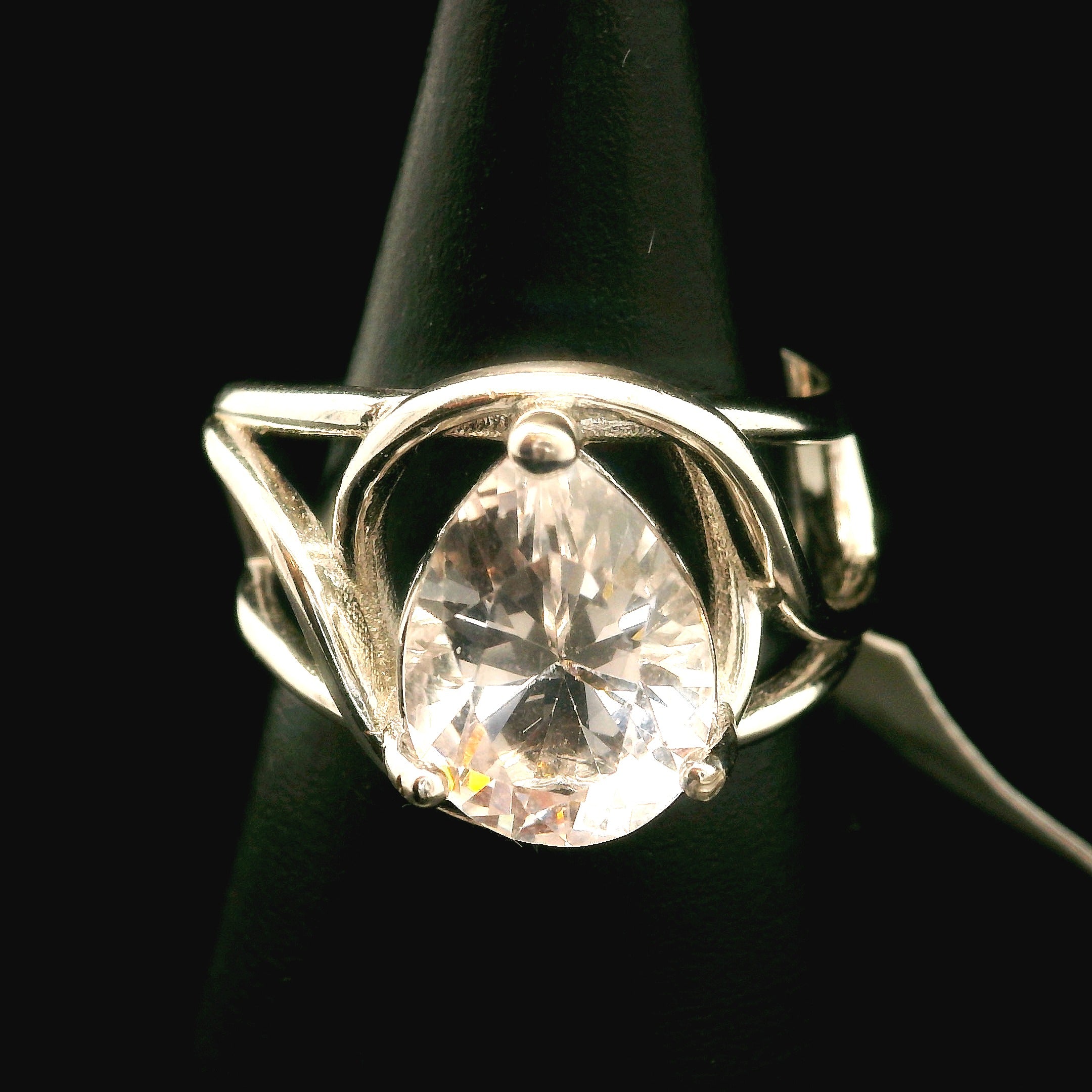 Danburite Faceted Cuff Ring .925 Silver for Connection with Higher Realms, Peace and Self Acceptance