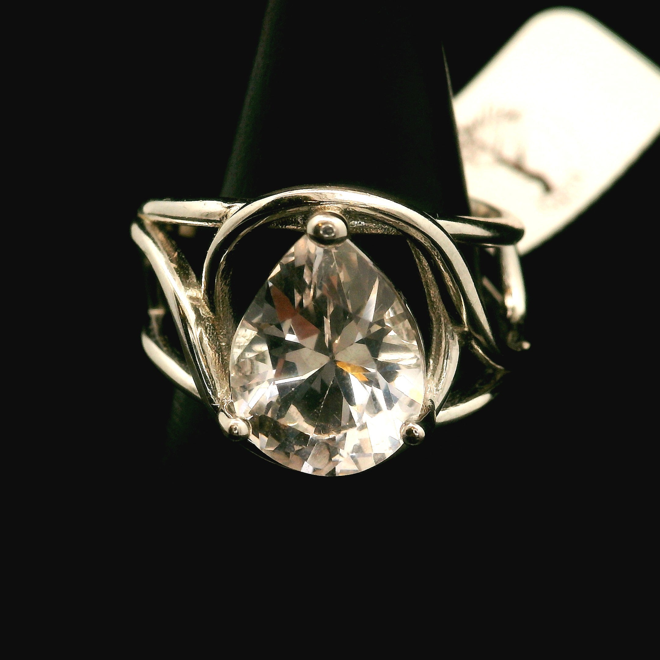 Danburite Faceted Cuff Ring .925 Silver for Connection with Higher Realms, Peace and Self Acceptance