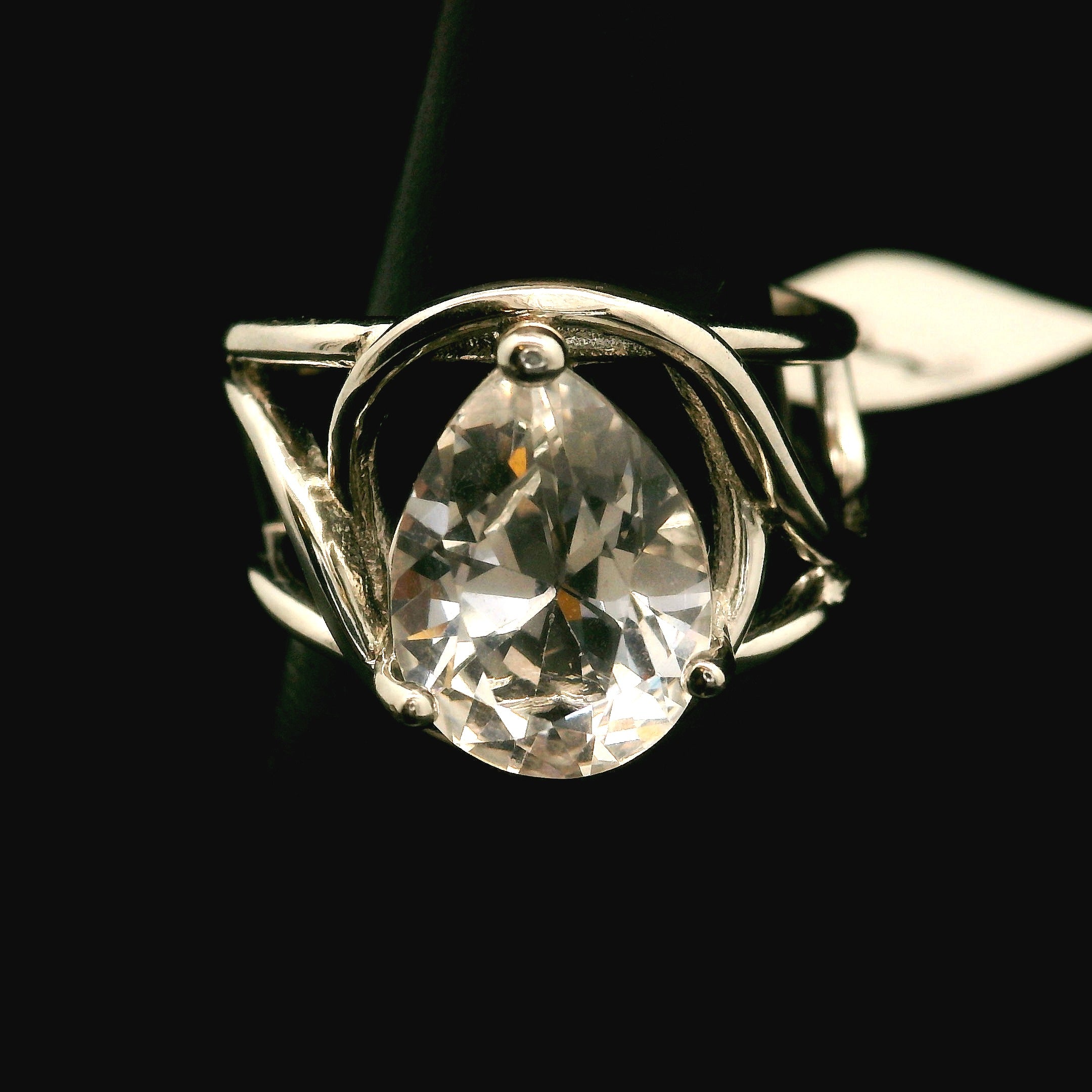 Danburite Faceted Cuff Ring .925 Silver for Connection with Higher Realms, Peace and Self Acceptance