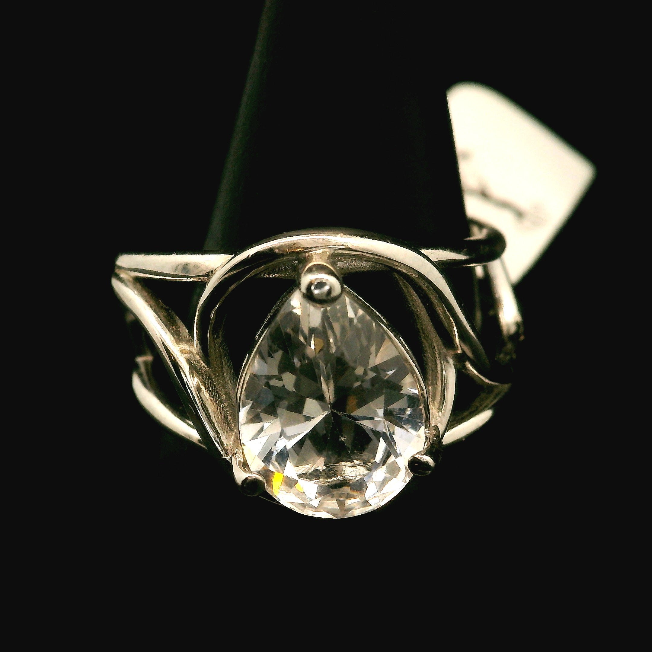 Danburite Faceted Cuff Ring .925 Silver for Connection with Higher Realms, Peace and Self Acceptance