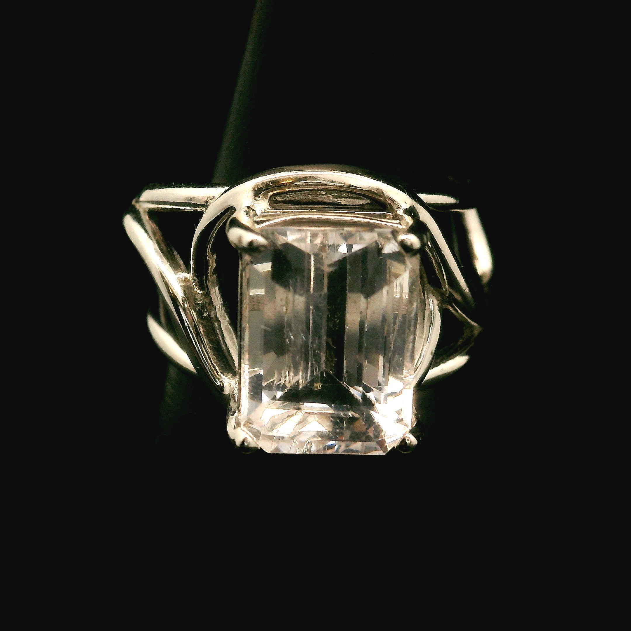 Danburite Faceted Cuff Ring .925 Silver for Connection with Higher Realms, Peace and Self Acceptance
