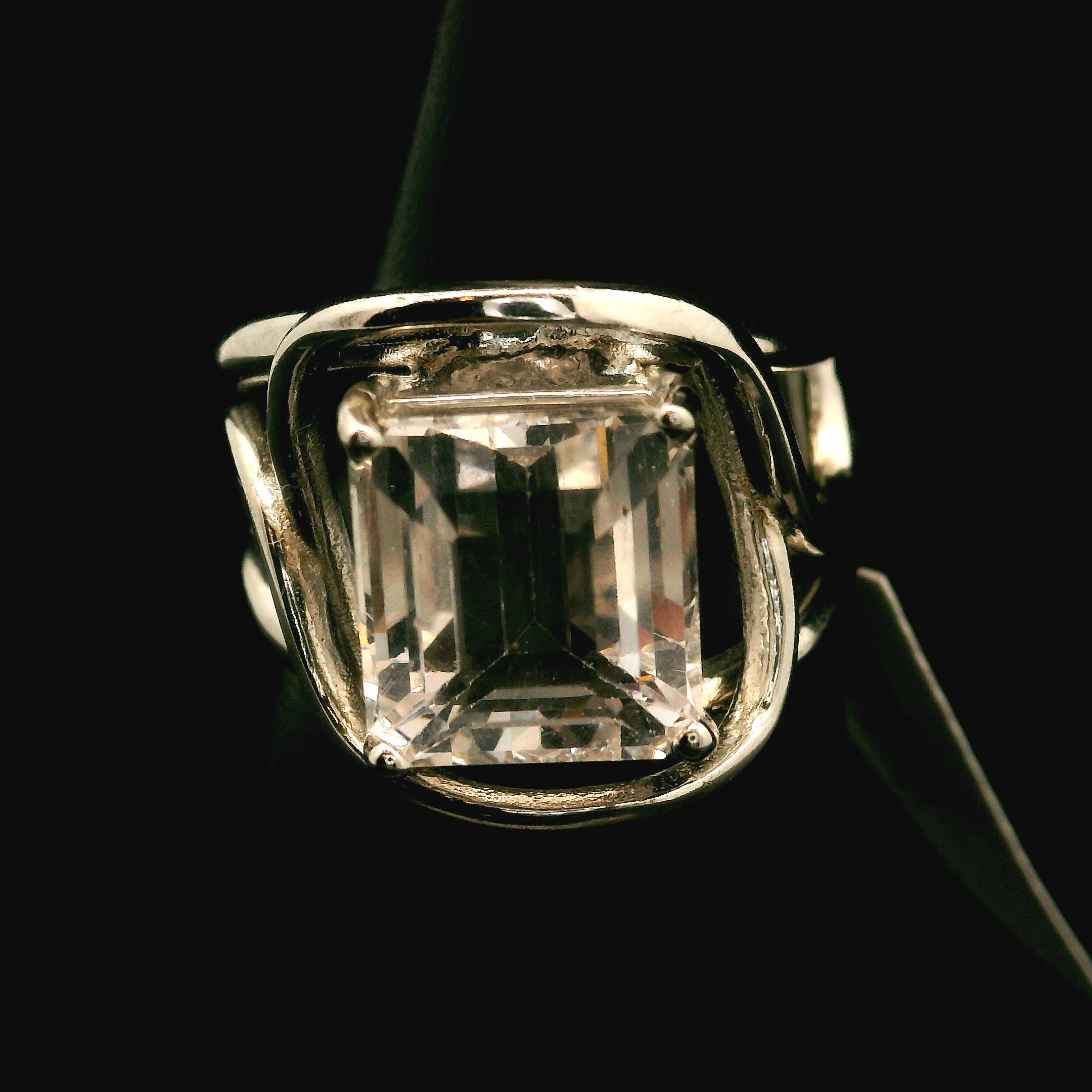 Danburite Faceted Cuff Ring .925 Silver for Connection with Higher Realms, Peace and Self Acceptance