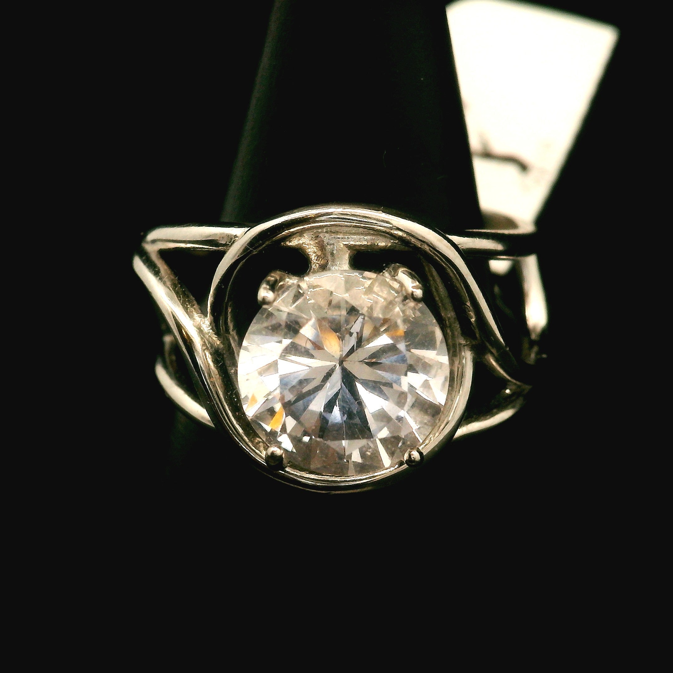 Danburite Faceted Cuff Ring .925 Silver for Connection with Higher Realms, Peace and Self Acceptance