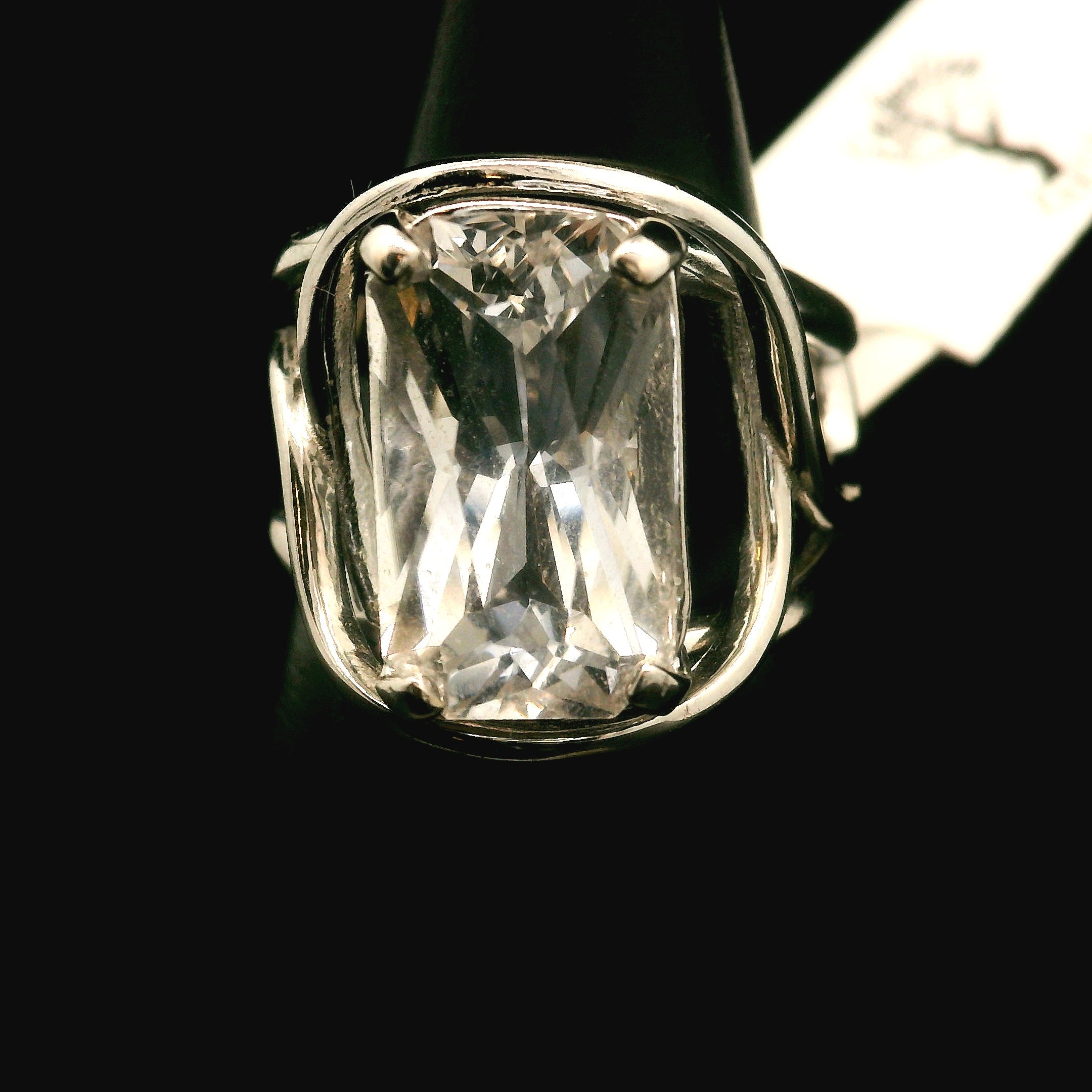 Danburite Faceted Cuff Ring .925 Silver for Connection with Higher Realms, Peace and Self Acceptance