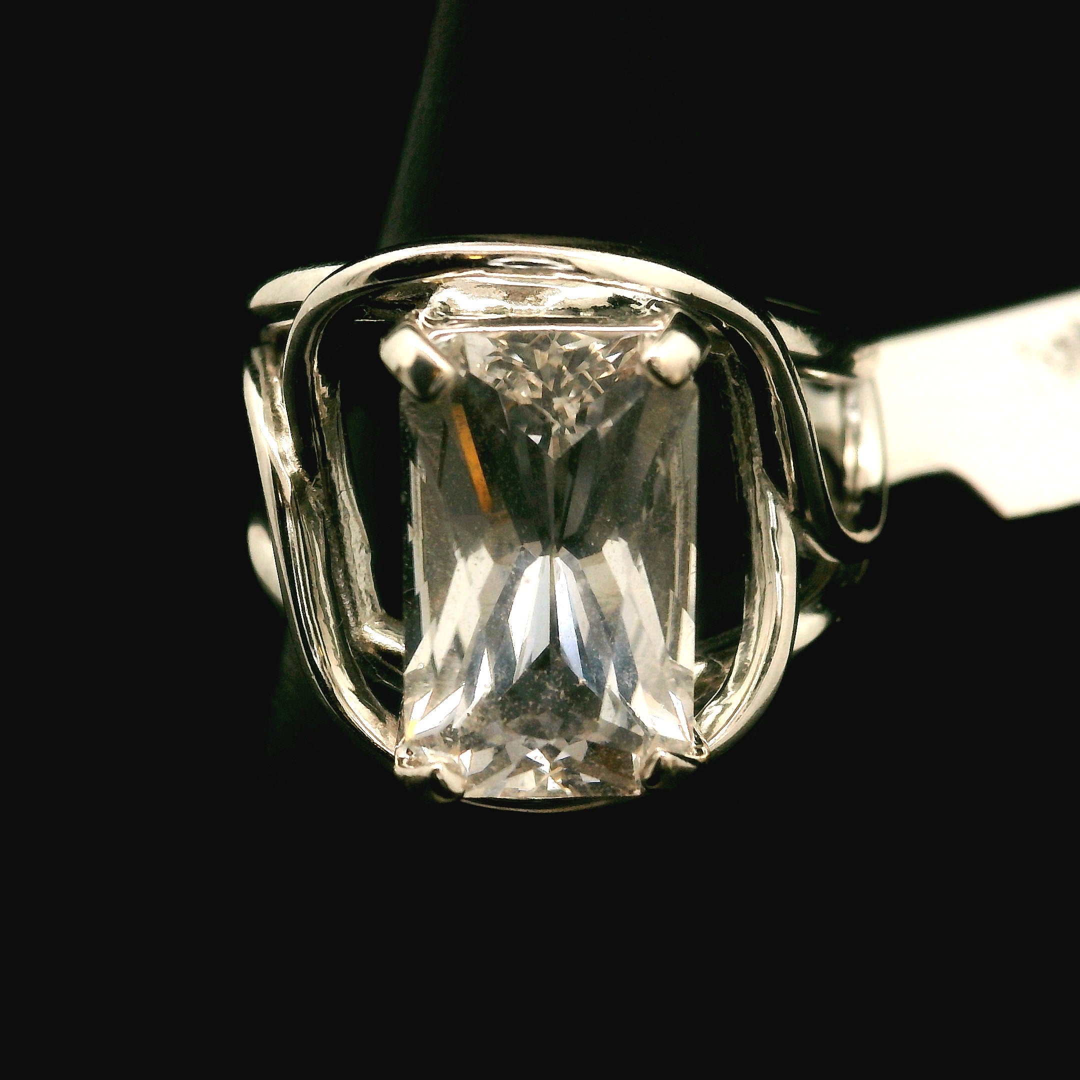 Danburite Faceted Cuff Ring .925 Silver for Connection with Higher Realms, Peace and Self Acceptance