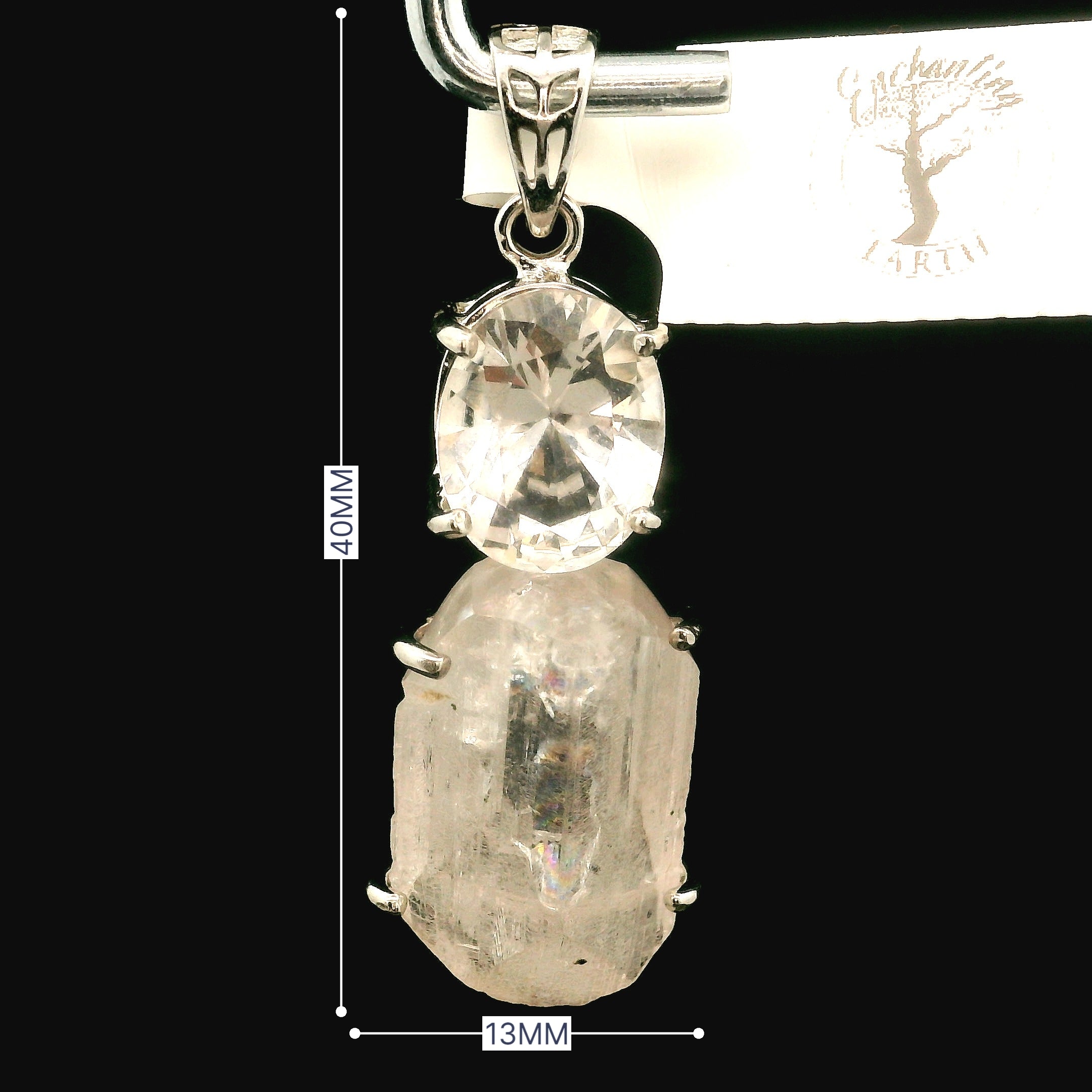 Danburite Pendant .925 Silver for Connection with Higher Realms, Peace and Self Acceptance