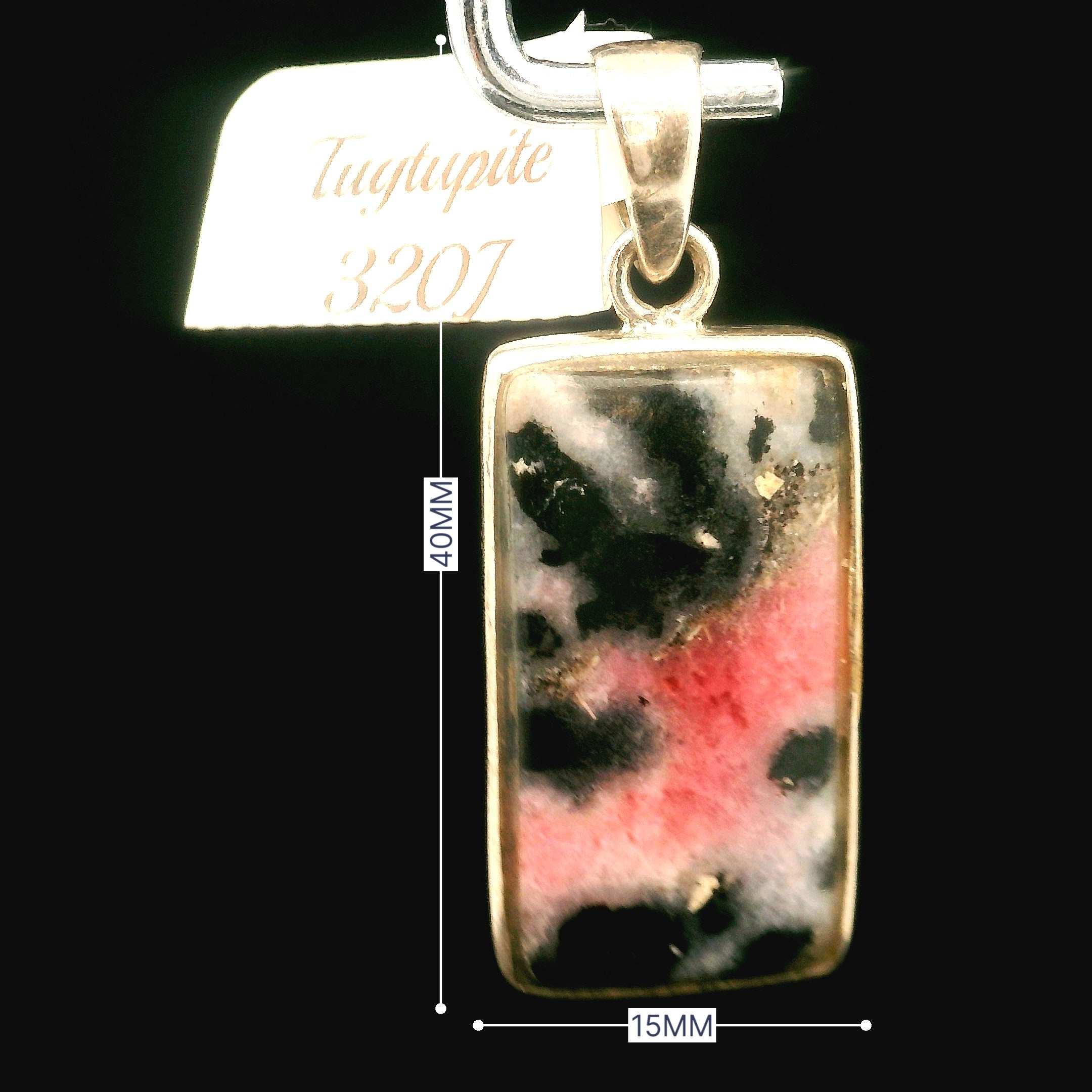 Tugtupite Pendant 925 Silver for Joy, Love and Empowerment