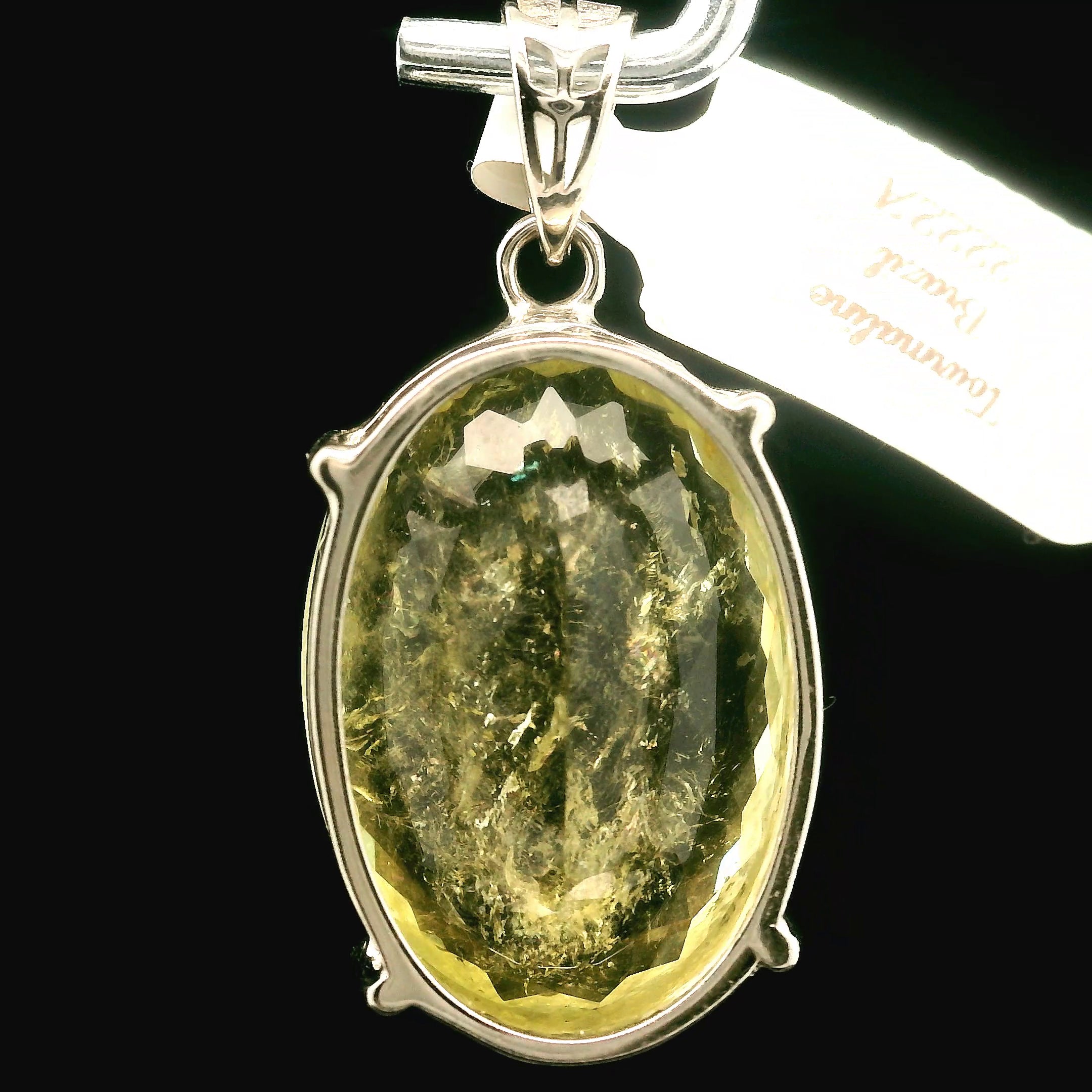 Yellow Tourmaline Pendant .925 Silver for Awareness, Communication and Meditation