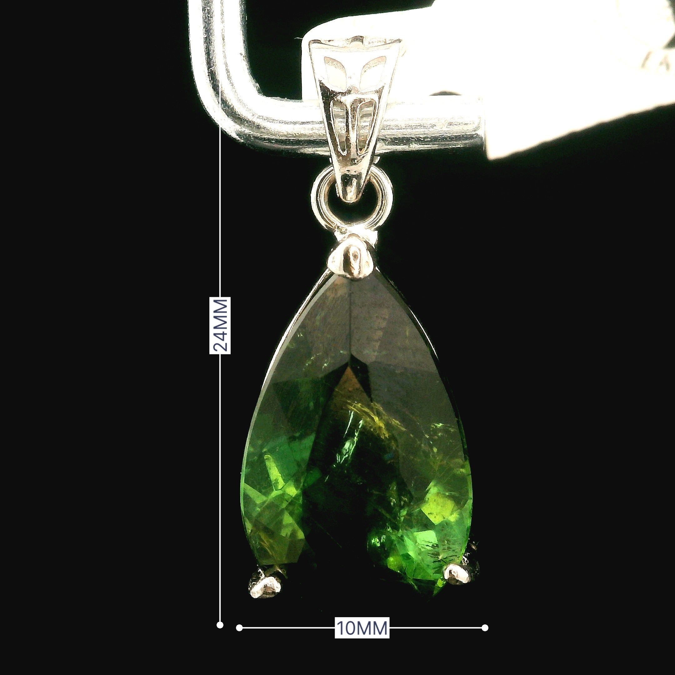 Green Tourmaline Pendant .925 Silver for Removing Insecurities and Helping Inspire Creativity