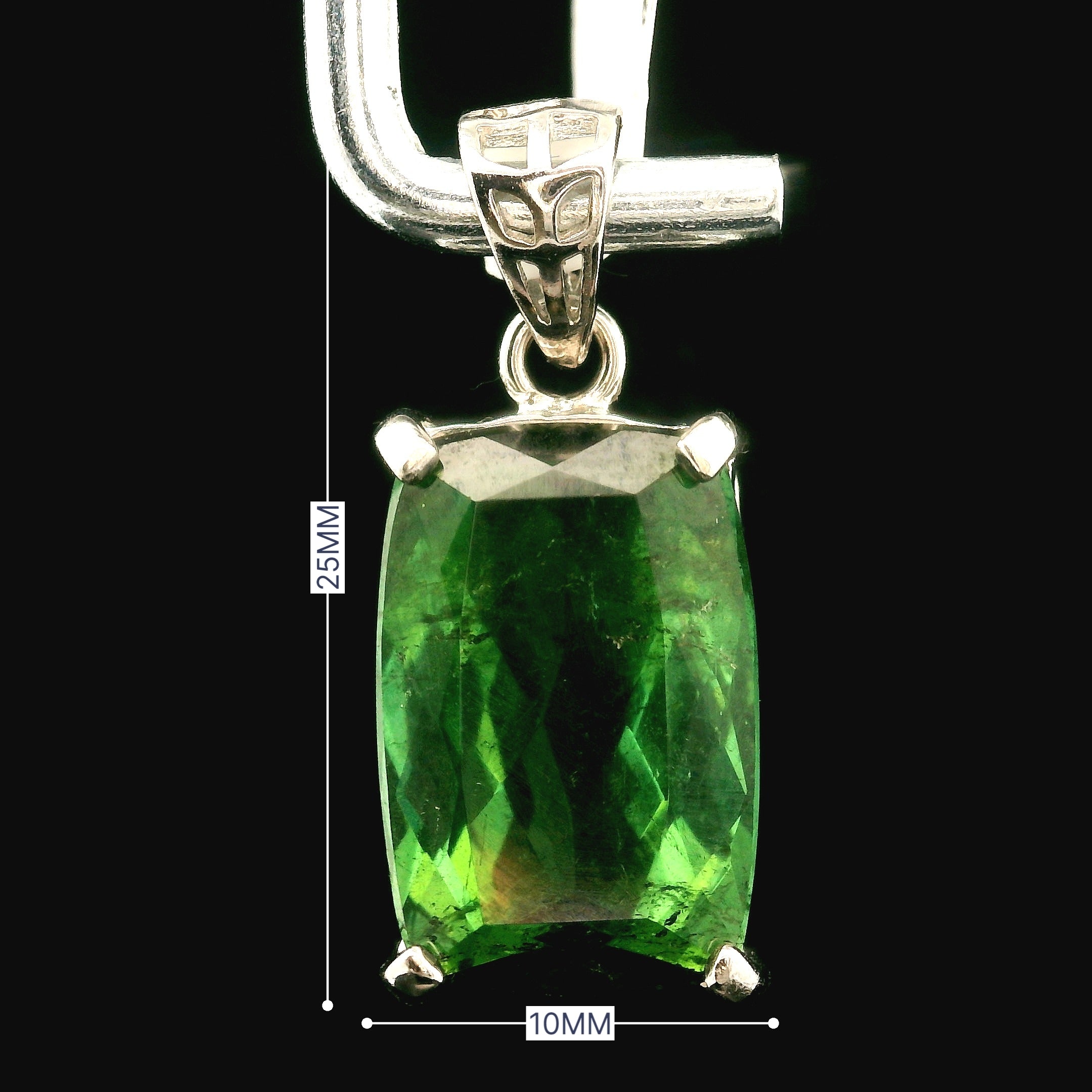 Green Tourmaline Pendant .925 Silver for Removing Insecurities and Helping Inspire Creativity