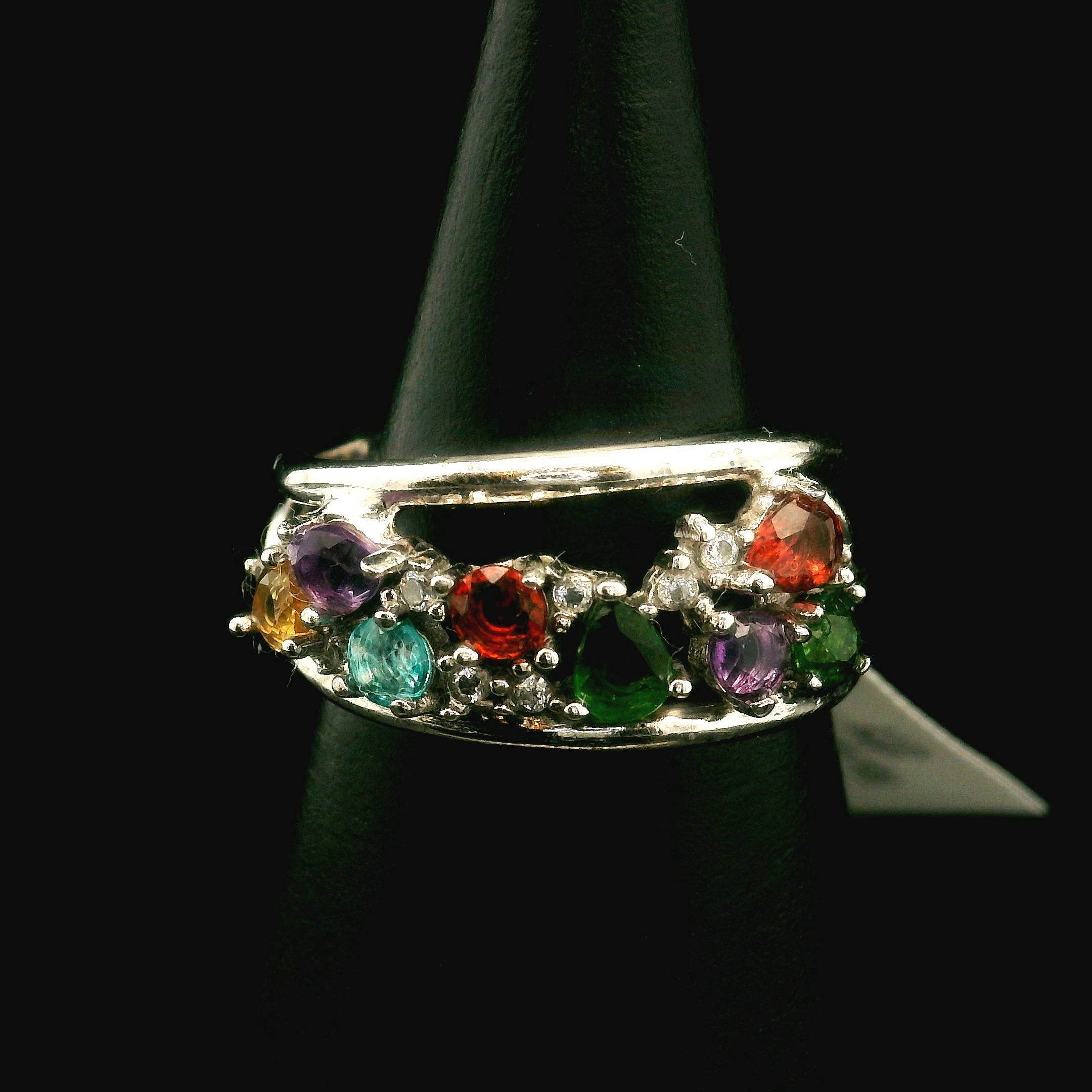 Multi-stone Stacker Cuff Ring .925 Silver for Healing, Intention Setting and Manifesting your Desires