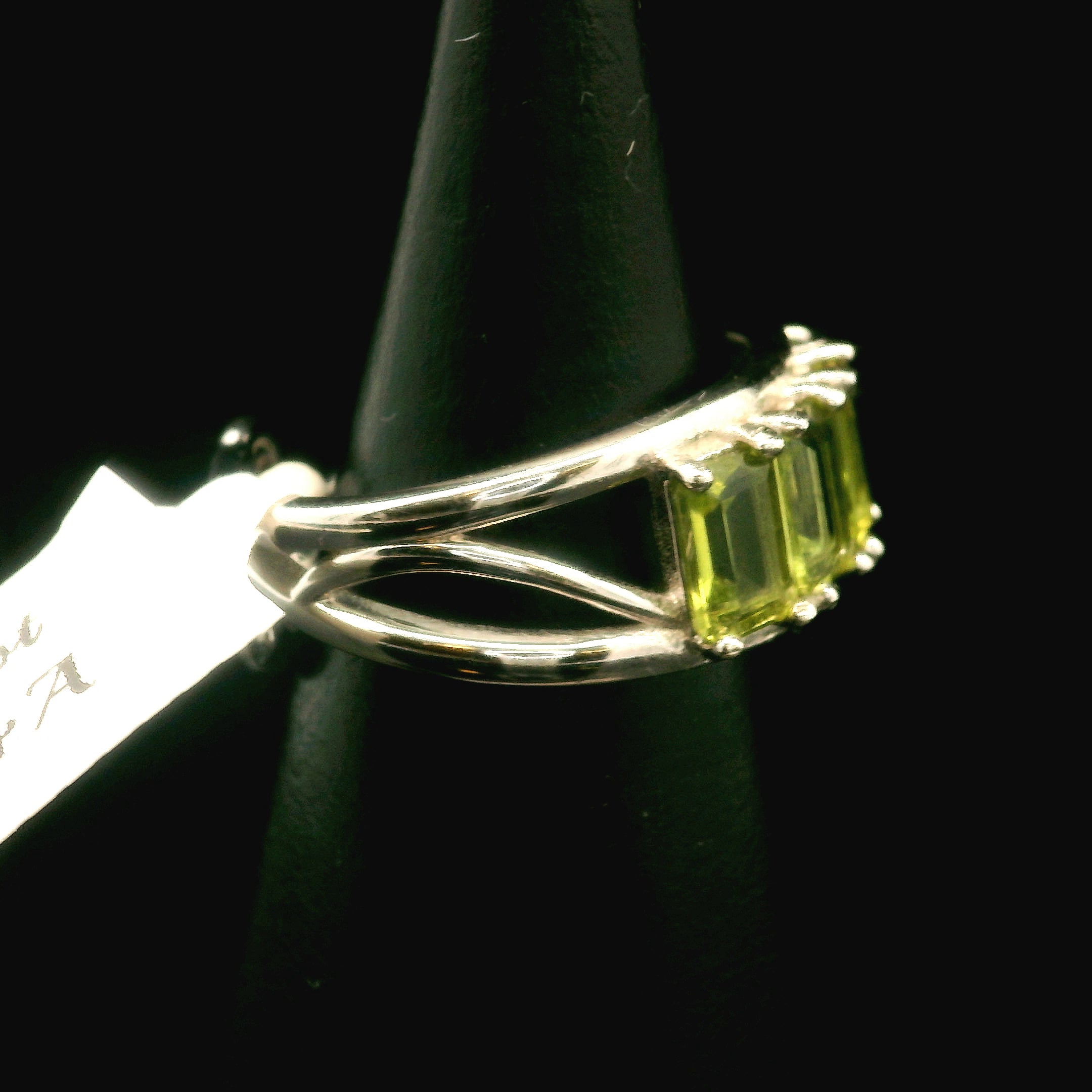 Peridot Emerald Cut Stacker Cuff Ring .925 Silver for Power, Prosperity and Protection