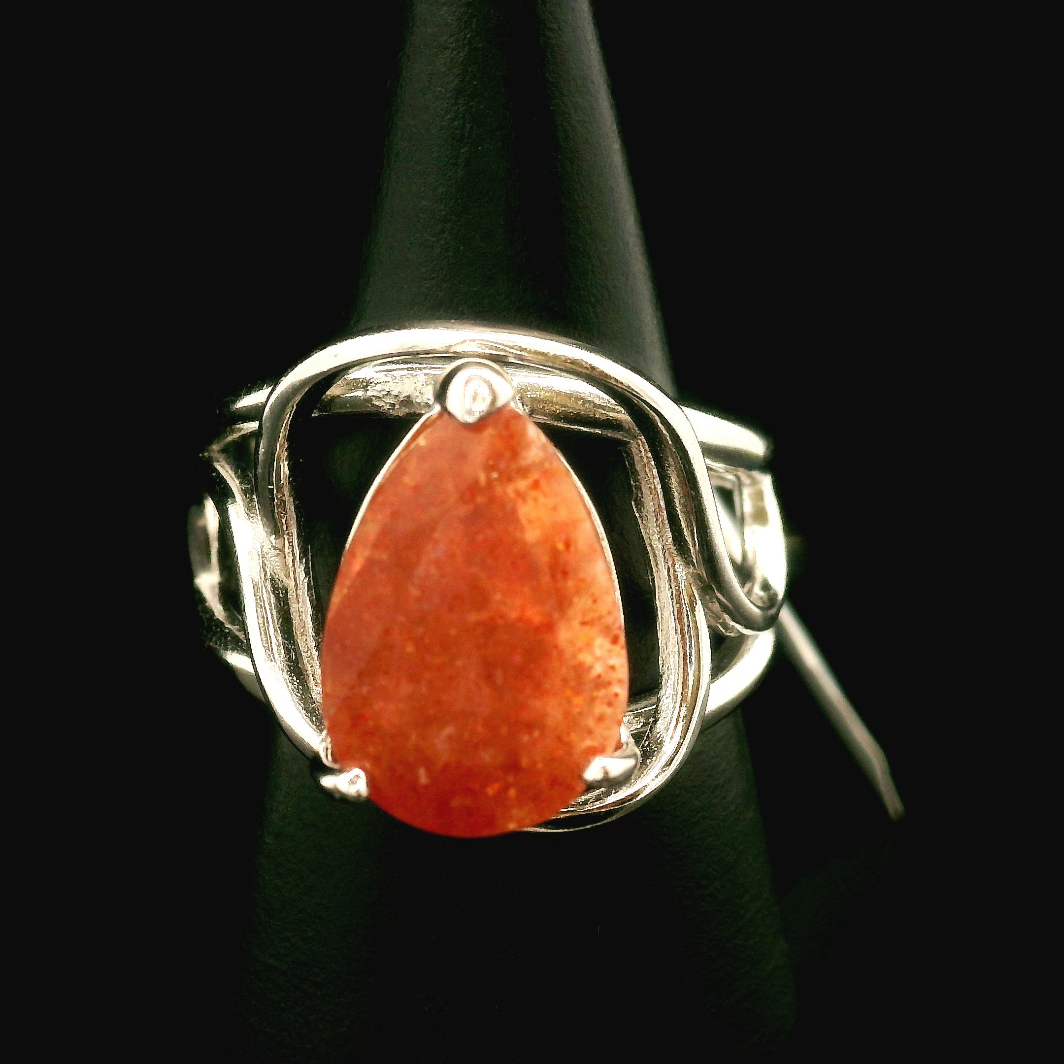 Sunstone Faceted Cuff Ring .925 Silver for Confidence and Strength