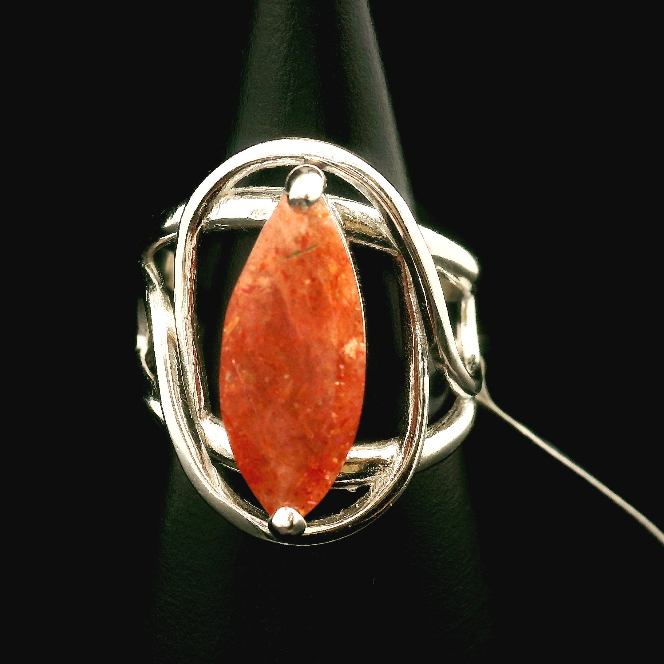 Sunstone Faceted Cuff Ring .925 Silver for Confidence and Strength