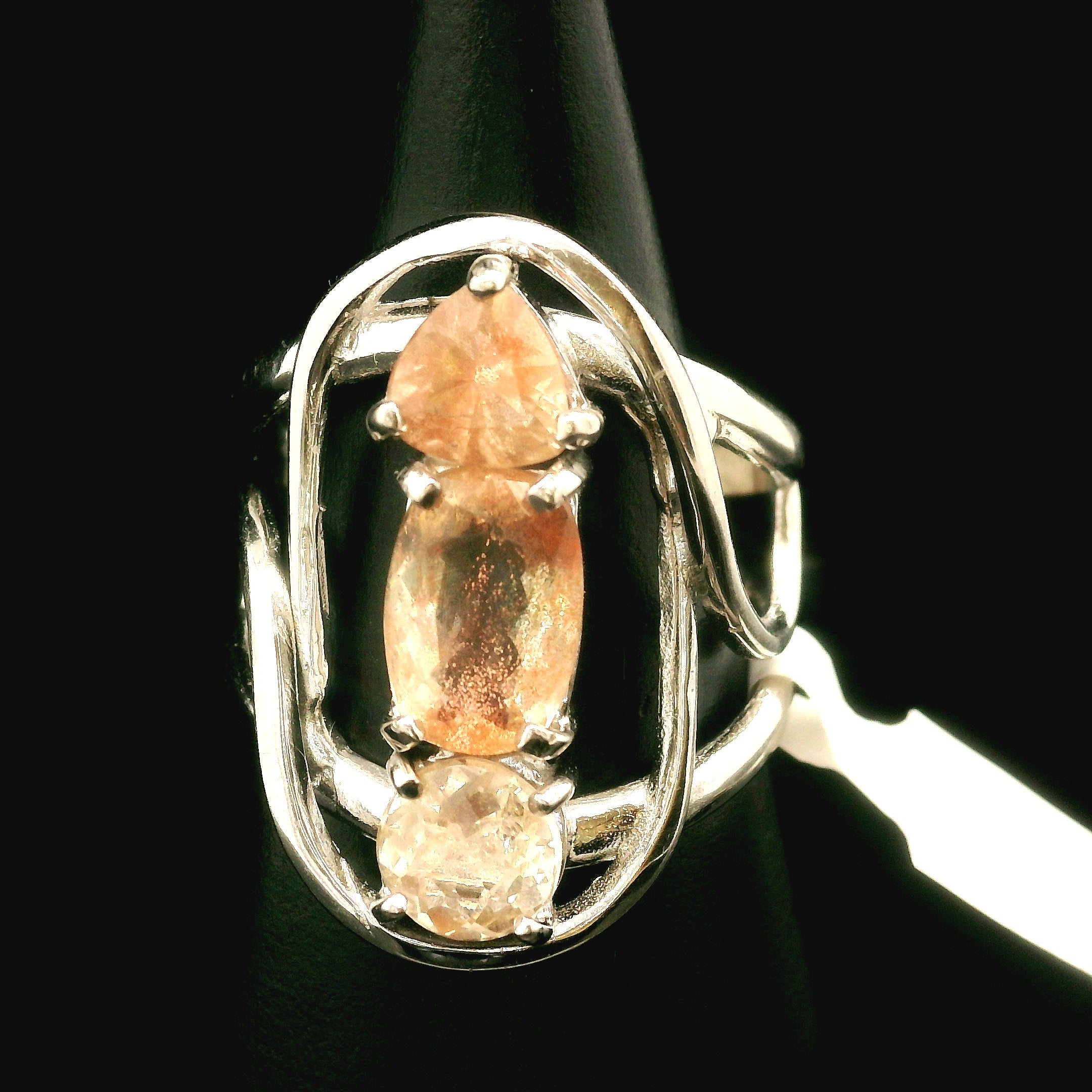Oregon Sunstone Cuff Ring .925 Silver for Confidence and Strength
