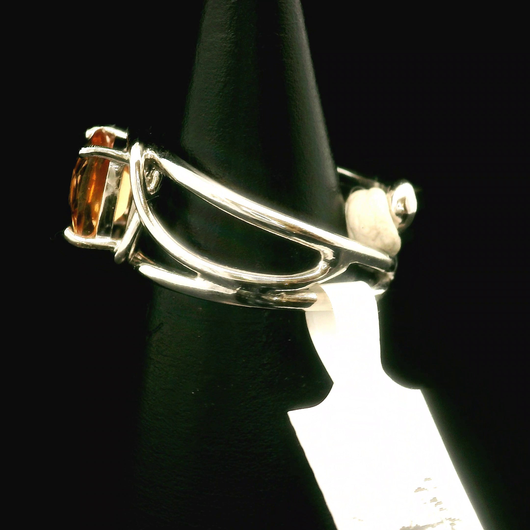 Honey Grossular Garnet Cuff Ring .925 Silver for Health and Strength