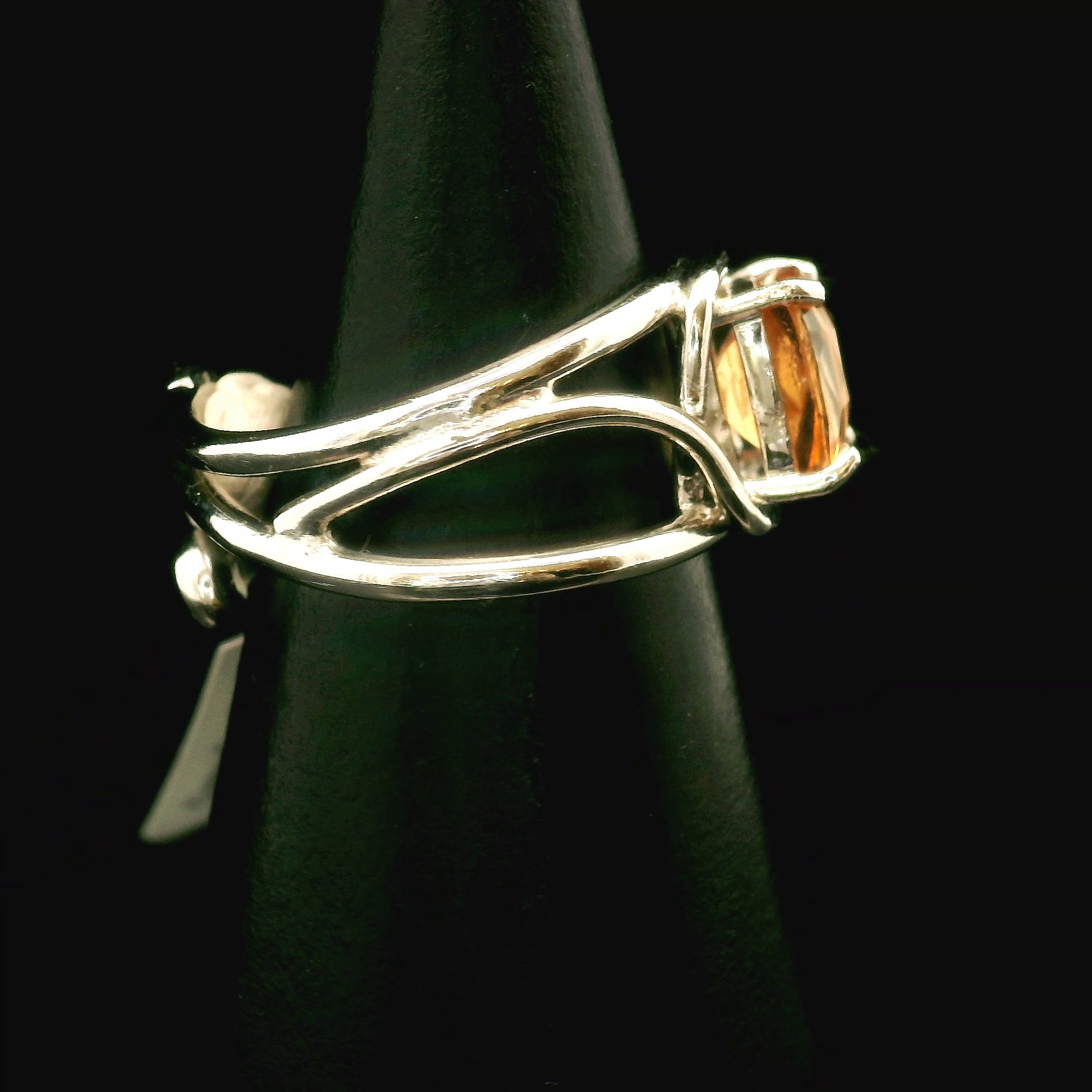Honey Grossular Garnet Cuff Ring .925 Silver for Health and Strength