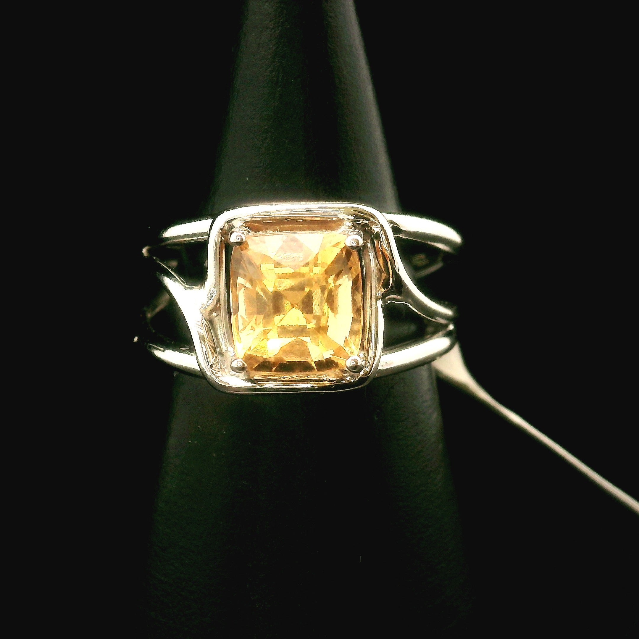 Honey Grossular Garnet Cuff Ring .925 Silver for Health and Strength